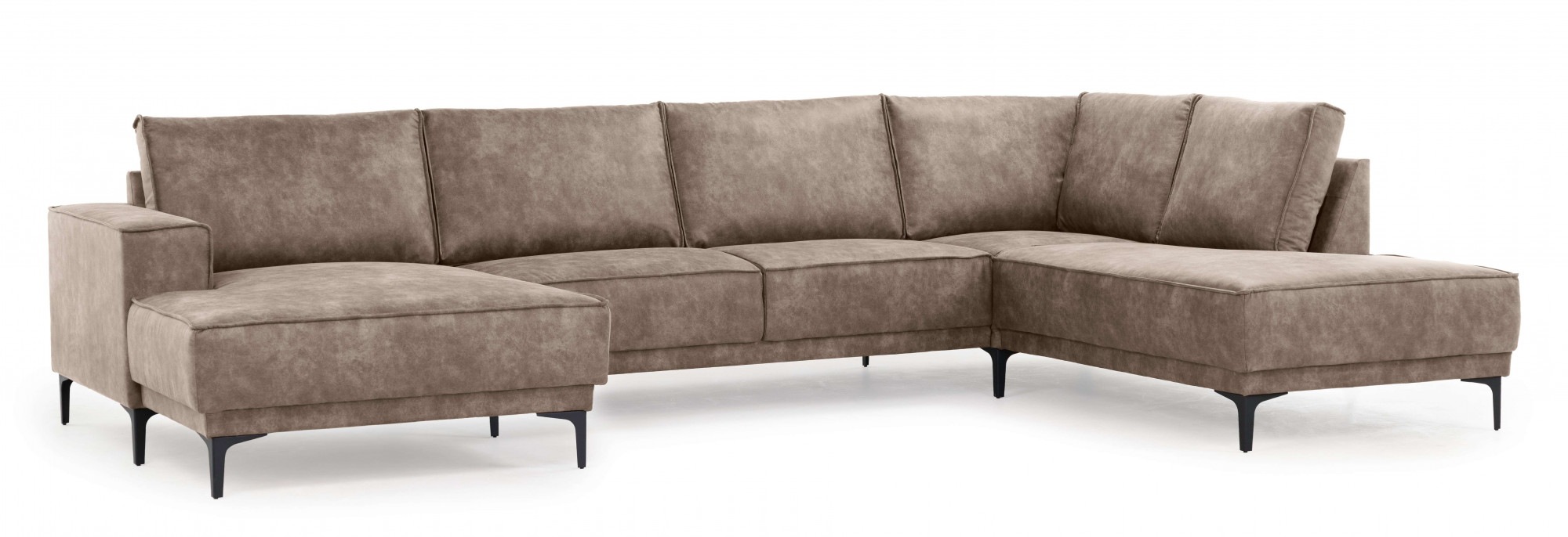 Places of Style Wohnlandschaft »XXL Sofa Oland, Struktur, Flachgewebe, Luxus-Microfaser, Boucle«, U-Form, 345 cm, Wellenunterfederung, Skandi-Design, Metallfüße