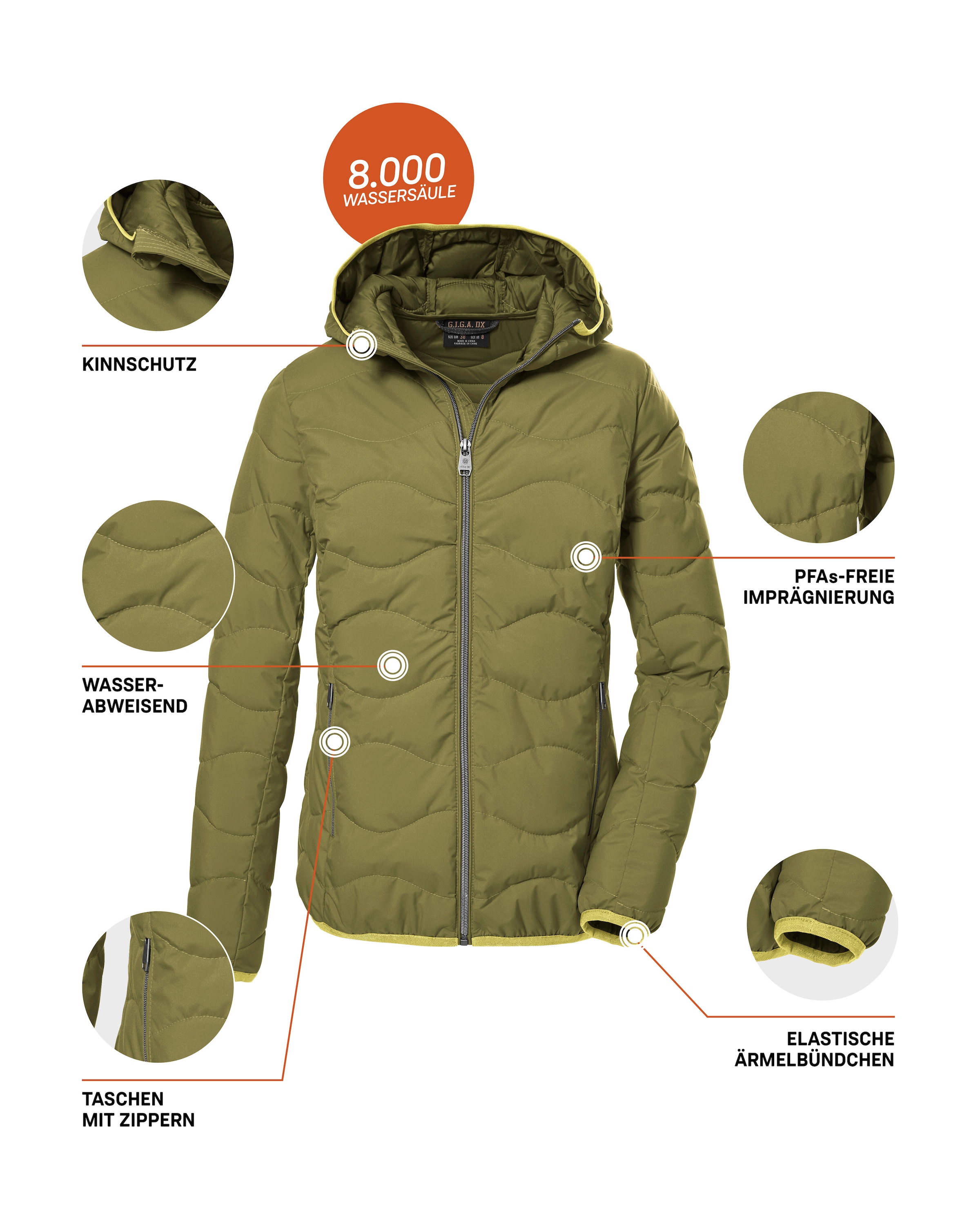 G.I.G.A. DX by killtec Steppjacke »GW 21 WMN QLTD JCKT«, Elegante, wasserabweisende Damenjacke aus recycelten Materialien
