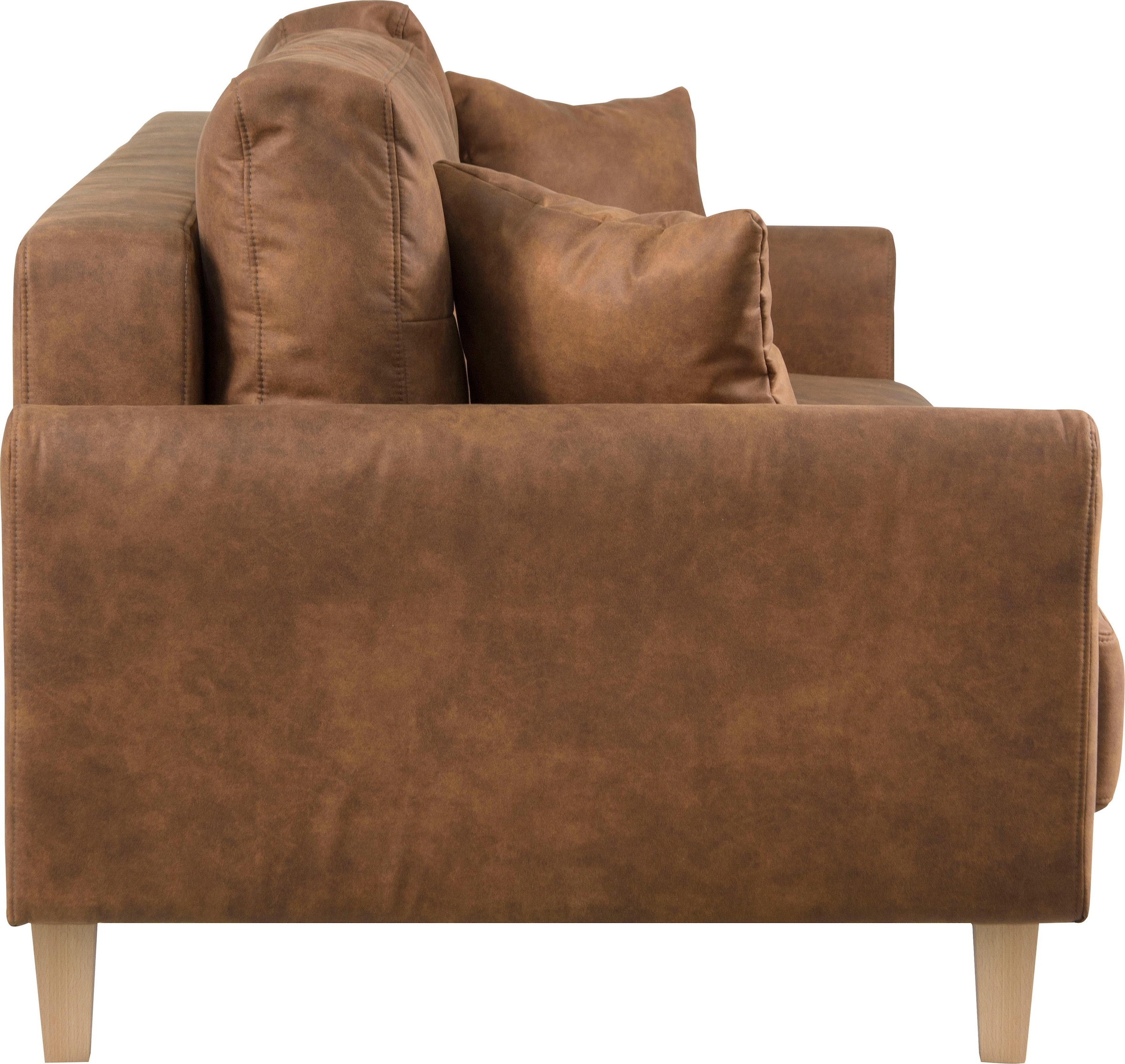 Home affaire 2-Sitzer »TRIPLO mit Wellenunterfederung, Maße B/T/H: 165/100/89 cm«, Sofa mit Steppung im Rückenbereich, incl. Rückenkissen und Zierkissen