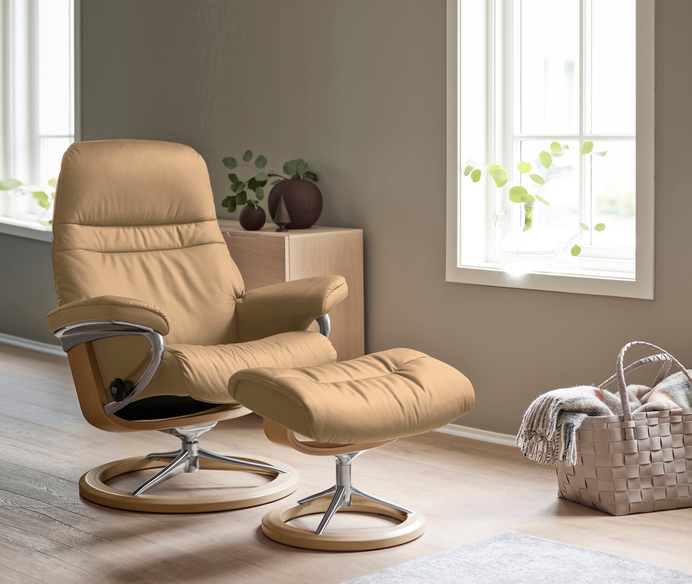 Stressless® Relaxsessel »Sunrise« Set, Relaxsessel mit Hocker, mit Signatur günstig online kaufen