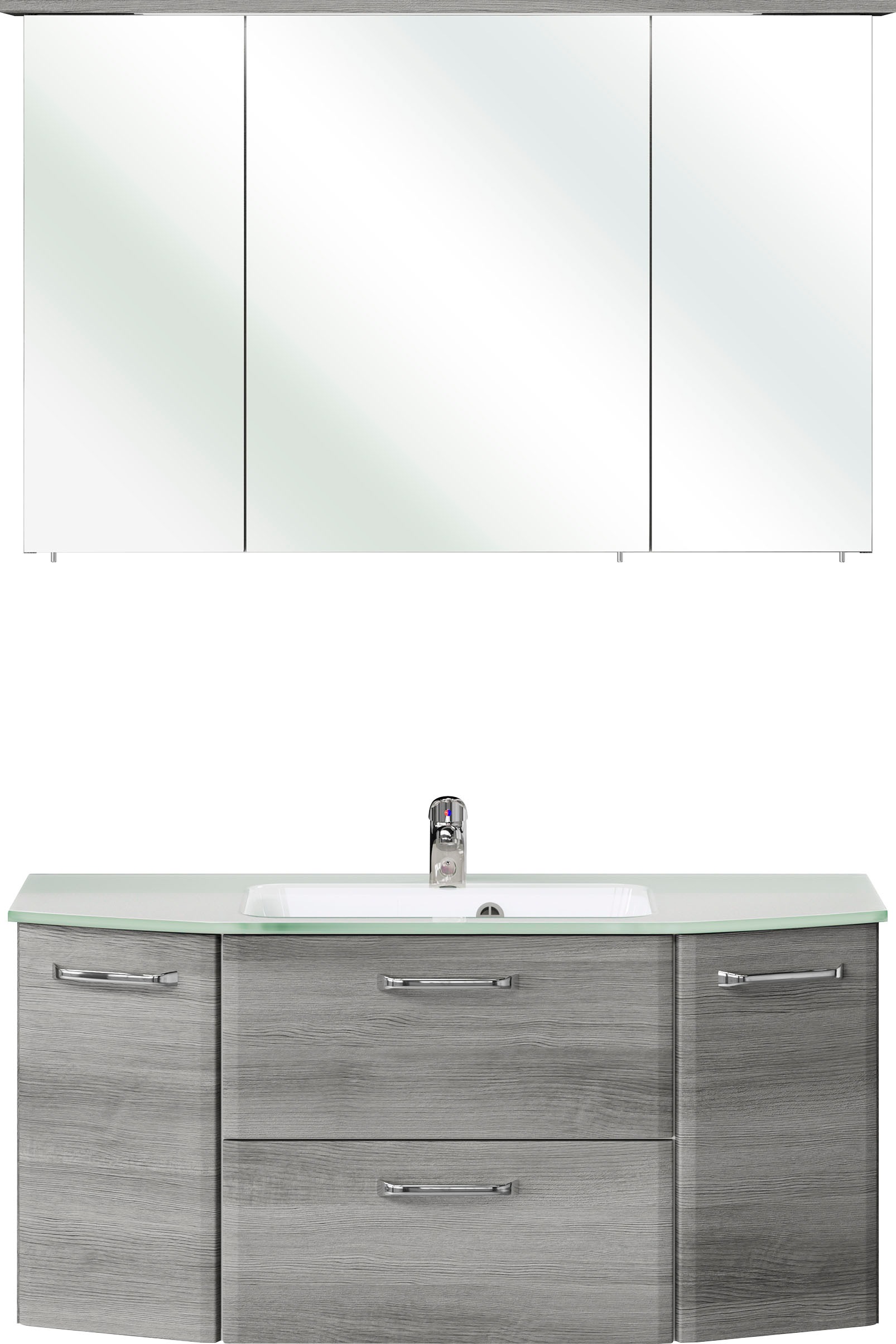 Saphir Badmöbel-Set »Quickset 2-teilig, Glaswaschtisch mit LED-Spiegelschra günstig online kaufen