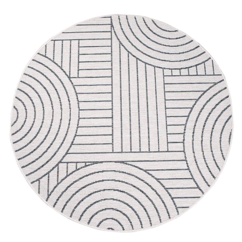 Carpet City Outdoorteppich »DUO RUG 5842«, rund, 5 mm Höhe, Wendeteppich Wetterfest In- & Outdoor, Balkon, Terrasse, Wohnzimmer