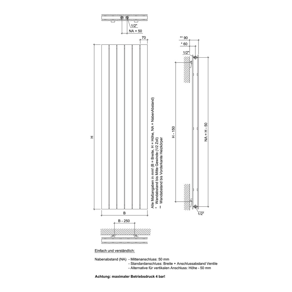 Ximax Paneelheizkörper »P1 Duplex 1800 mm x 595 mm«