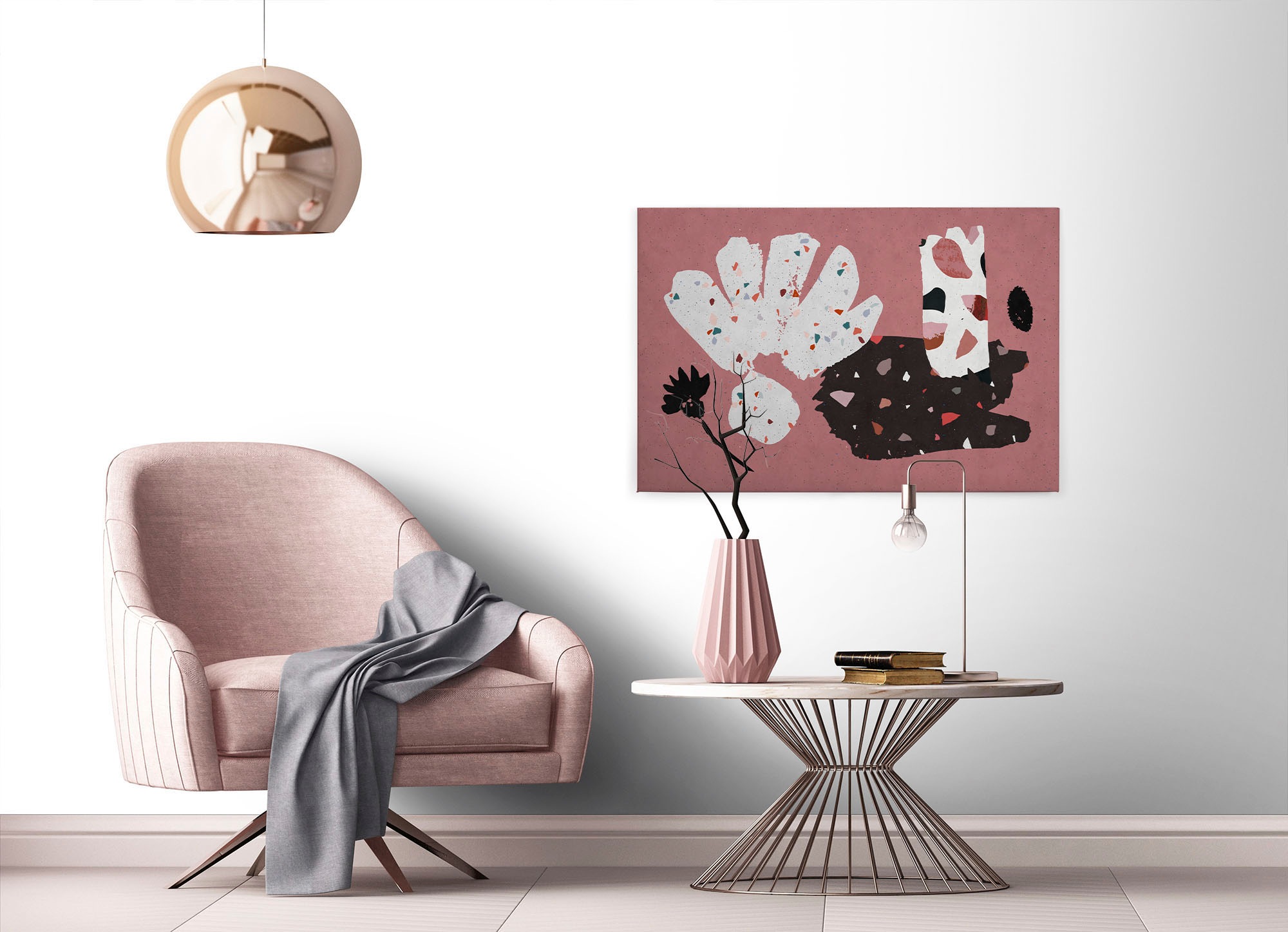 A.S. Création Leinwandbild »terrazzo 4«, Kunst-Abstrakt-Kinder, (1 St.), Keilrahmen Bild Abstrakt Bunt Rosa Leinwand-Bild Wohnzimmer modern