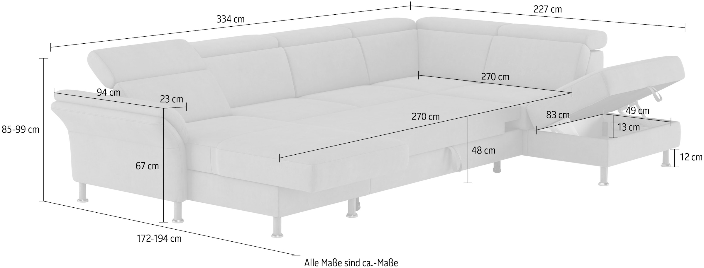Home affaire Wohnlandschaft »Calypso U-Form«, wahlweise mit motorischer Relaxfunktion