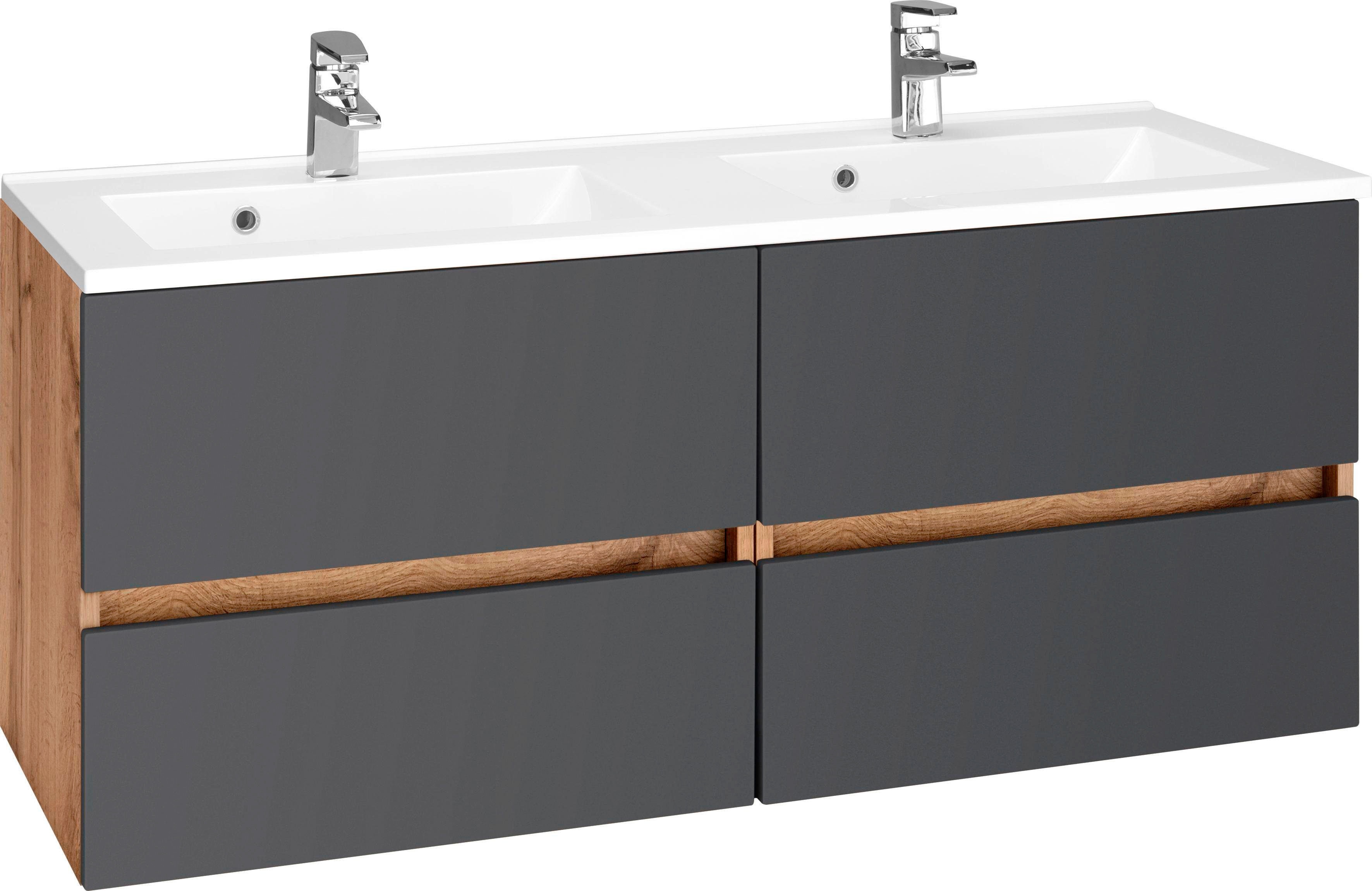 Waschbeckenunterschrank „Lucca“, Bad, Waschtisch inkl. Waschbecken, Breite 120 cm, graphit B/H/T: 120 cm x 56 cm x 47 cm