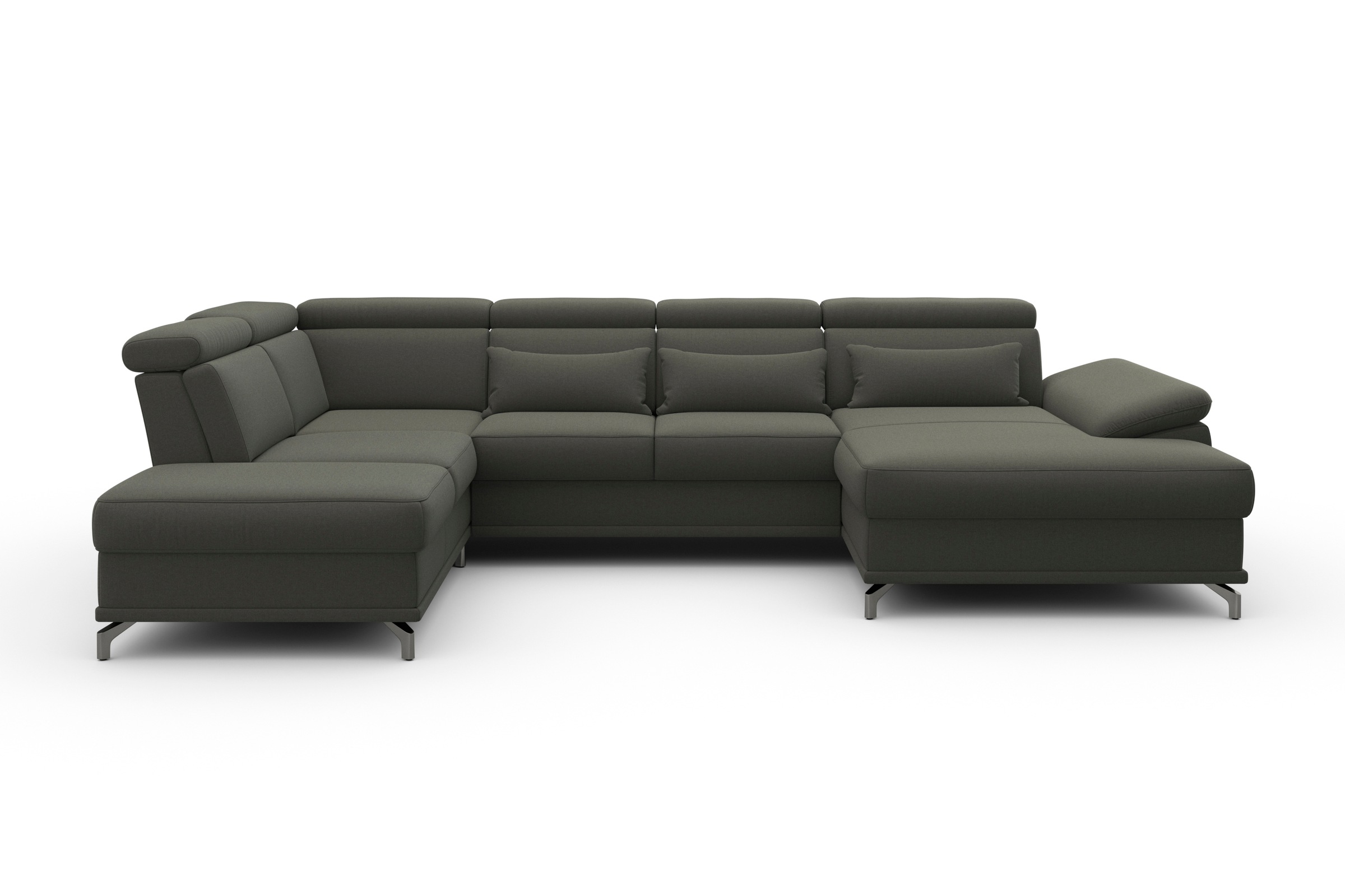 sit&more Wohnlandschaft »Cabrio U-Form, mit Sitztiefenverstellung, Arm- und Kopfteilverstellung«, 3 Nierenkissen, Federkern, optional Bettfunktion und Stauraum
