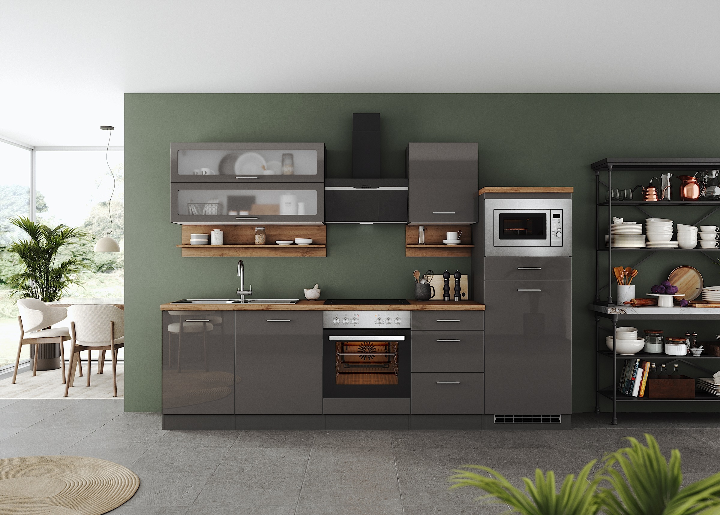 KOCHSTATION Küchenzeile »KS-Milan« 280 cm breit, robuste Metallauszüge, vie günstig online kaufen