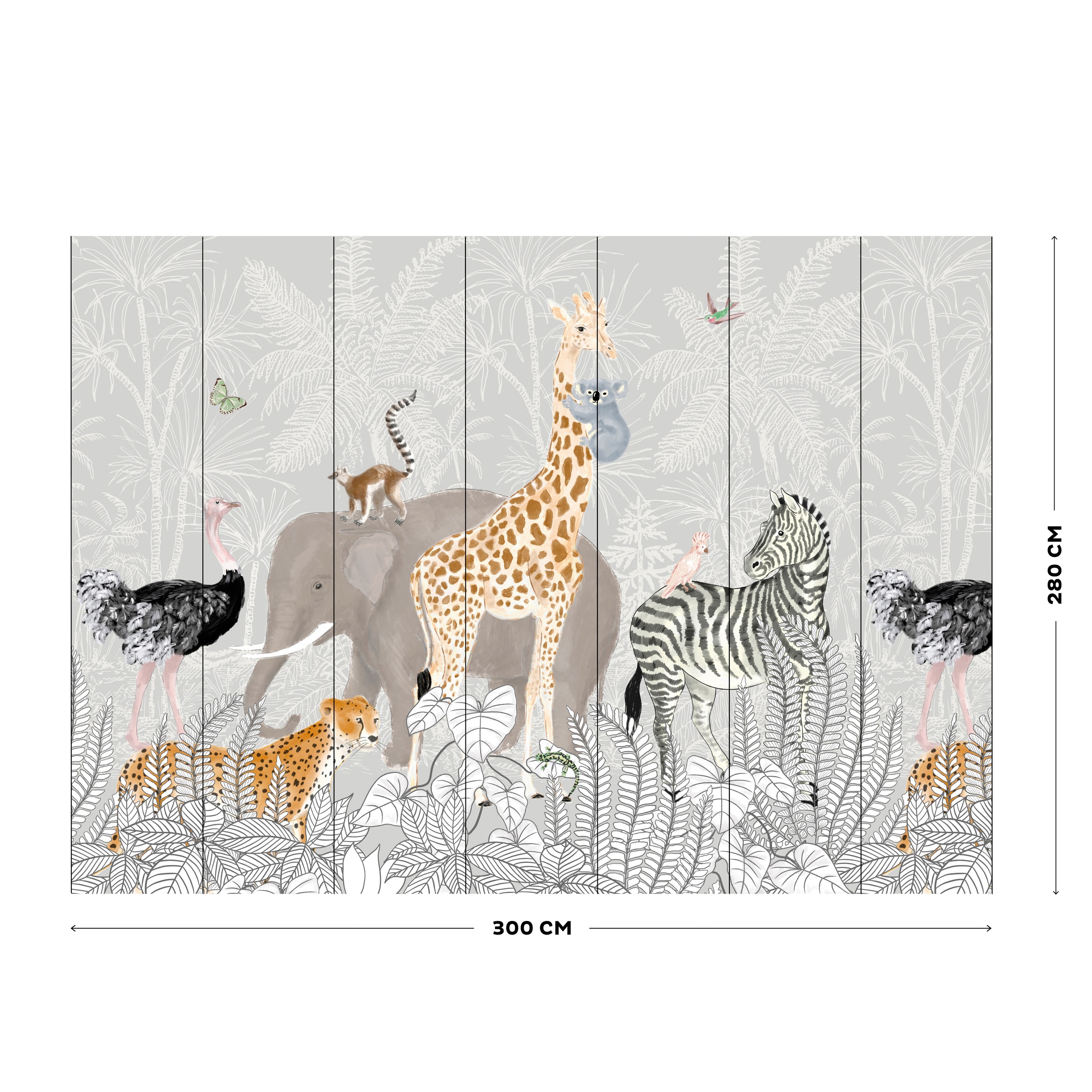 Art for the home Fototapete »Dschungel«, animal print, Mehrfarbig - 280cmx300cm