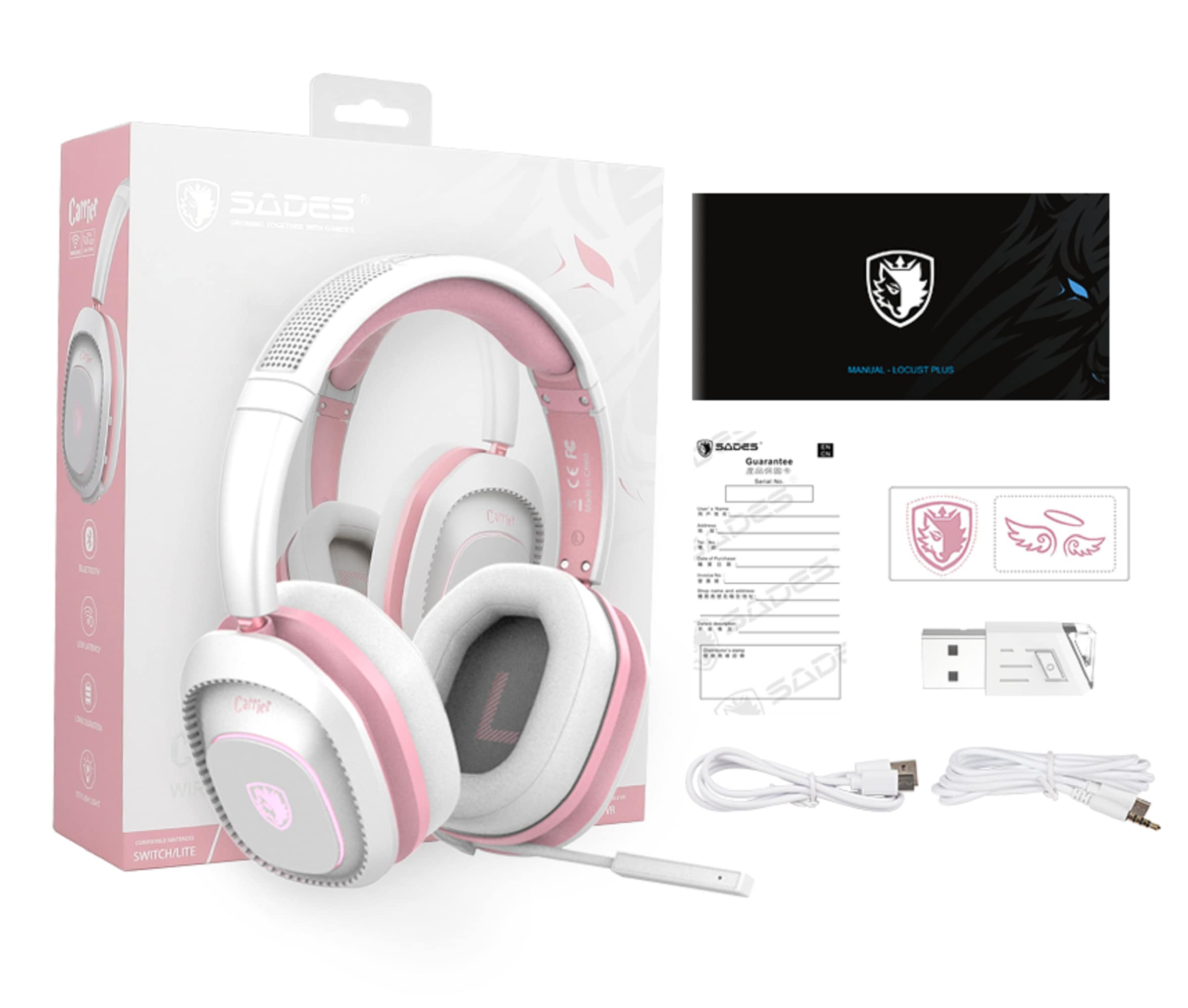 Sades Gaming-Headset »Carrier SA-203«, Rauschunterdrückung-Rauschunterdrückung, kabellos, Stereo, Over Ear, Bluetooth 5.0, 2,4G, 3,5 mm