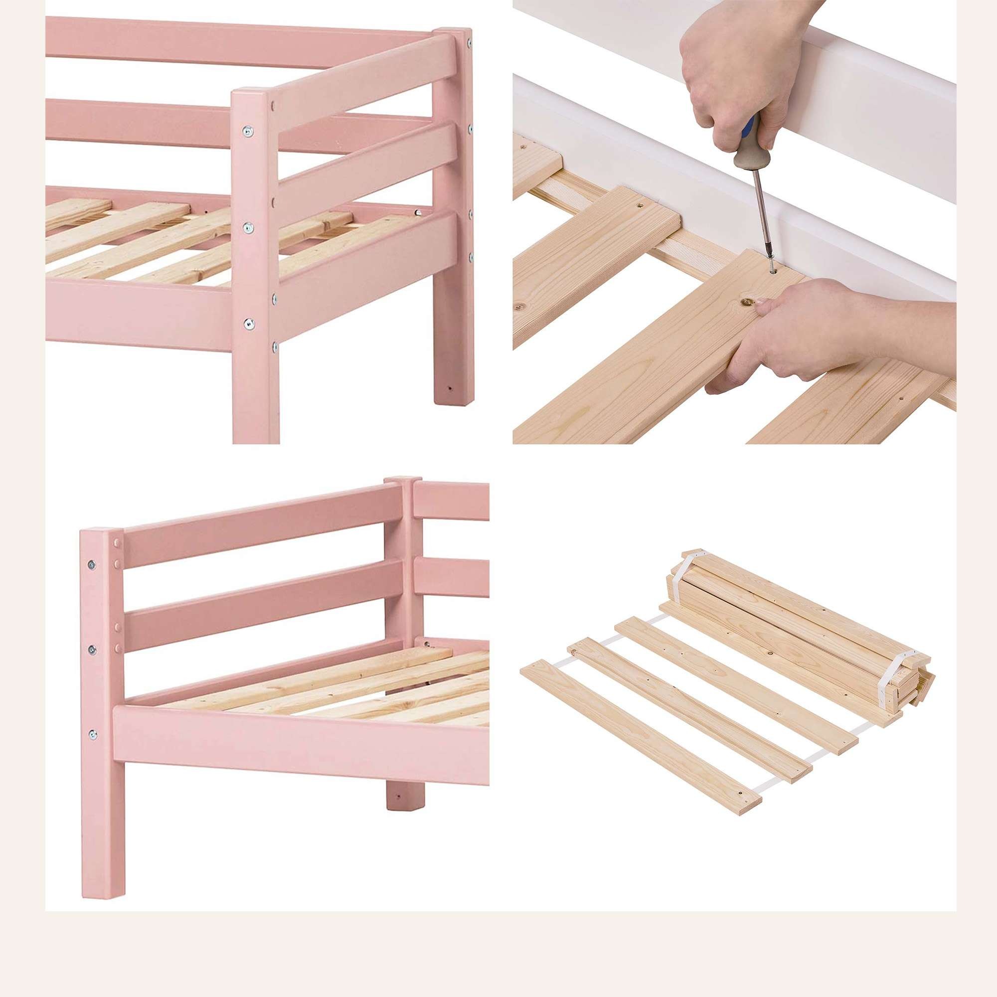 Hoppekids Daybett »Kinderbett ECO Dream, Einzelbett, Juniorbett 90x200«, (Bett), Weiß, Grün, Blau, Rosa, Grau