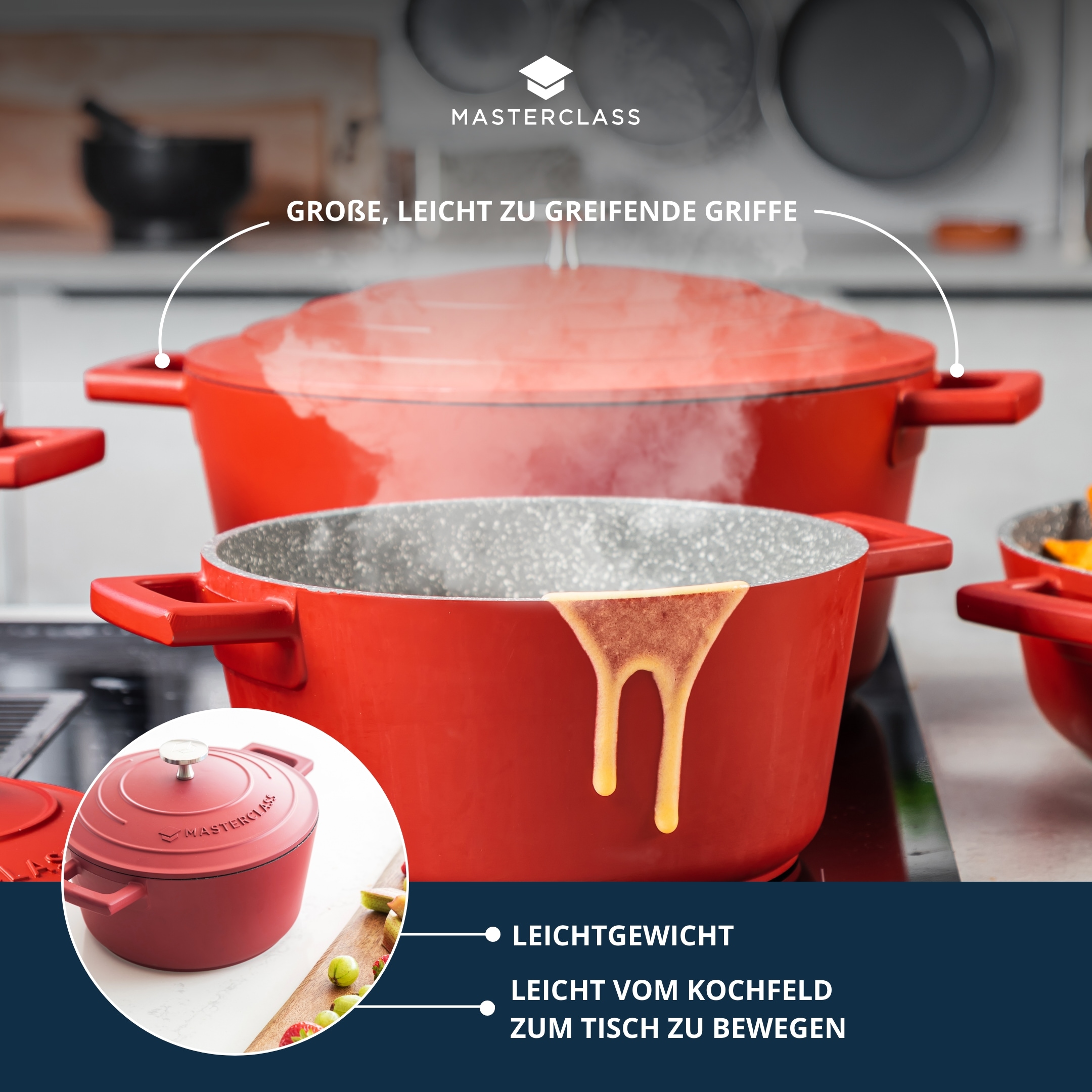 Master Class Kasserolle »MasterClass«, Aluminiumguss, 2,5 Liter, rund, ultraleicht,kratzfeste Antihaftbeschichtung,Induktion