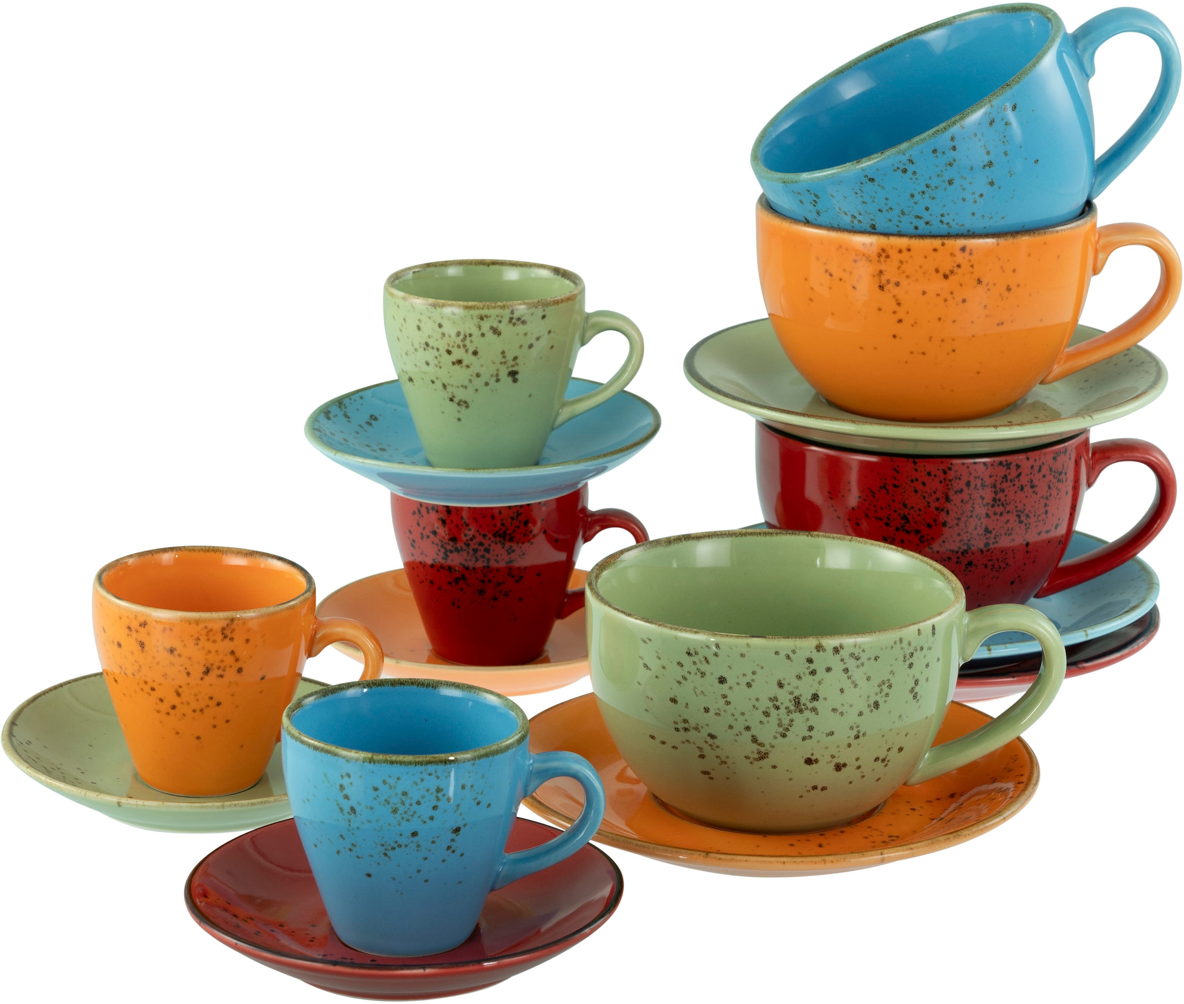 CreaTable Tasse »Nature Collection, Tassen-Set 16-tlg.« Naturverbundenes Design, Einzigartige Oberfläche