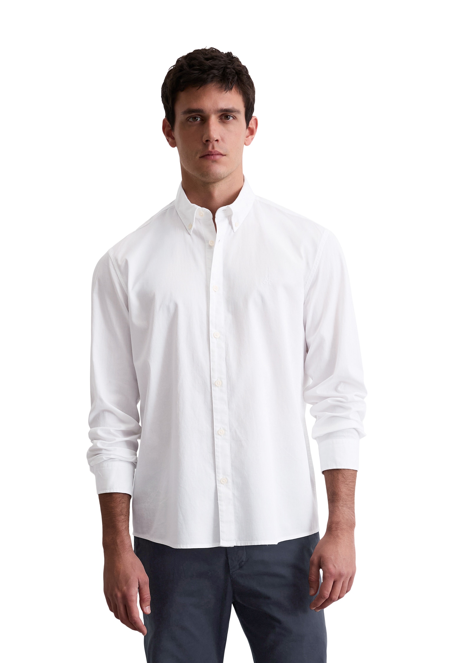 Marc O'Polo Langarmhemd regular fit aus Bio-Baumwolle, Button-down-Kragen, mit Struktur