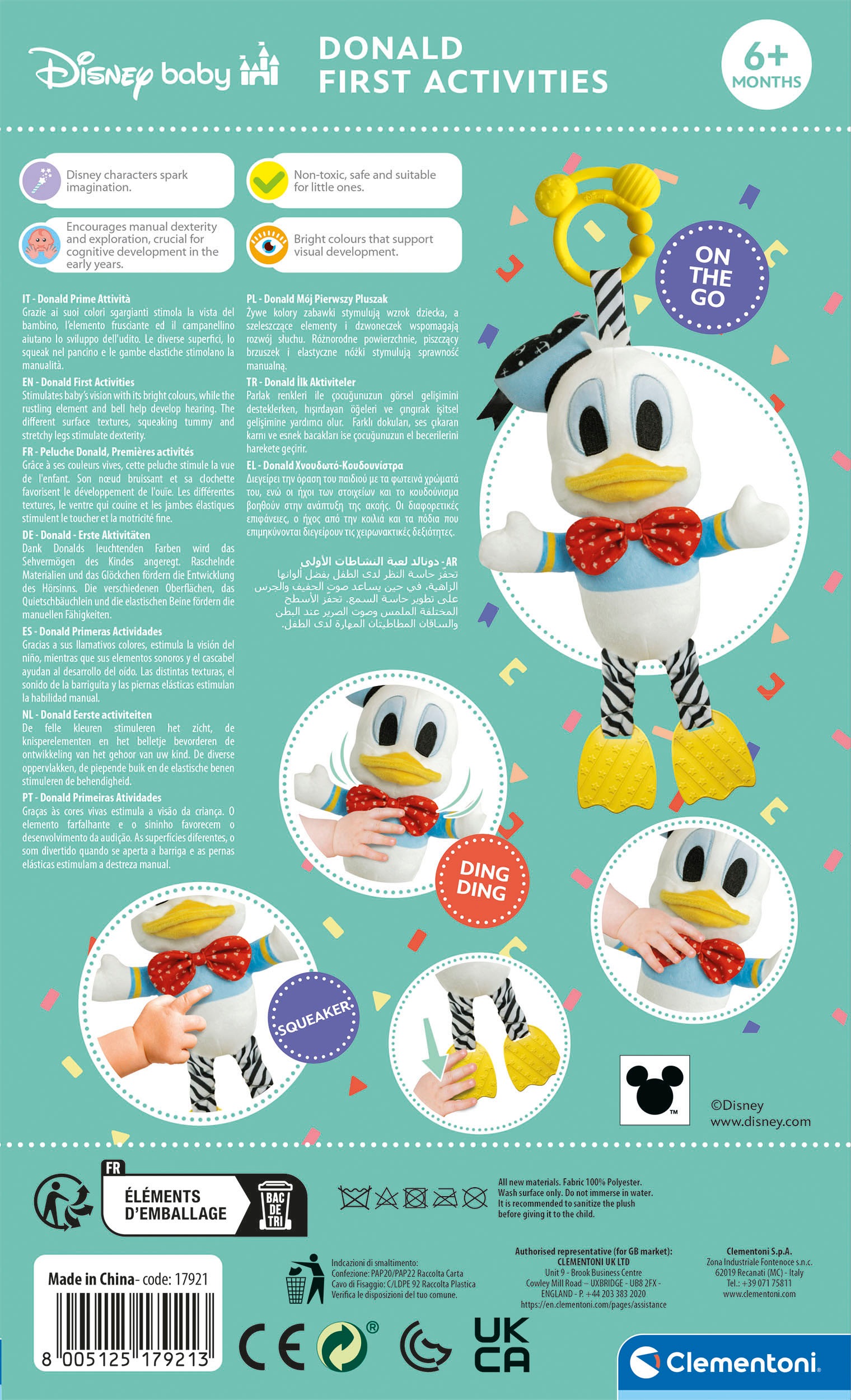 Clementoni® Plüschfigur »Donald Duck, Erste Aktivitäten«, Made in Europe
