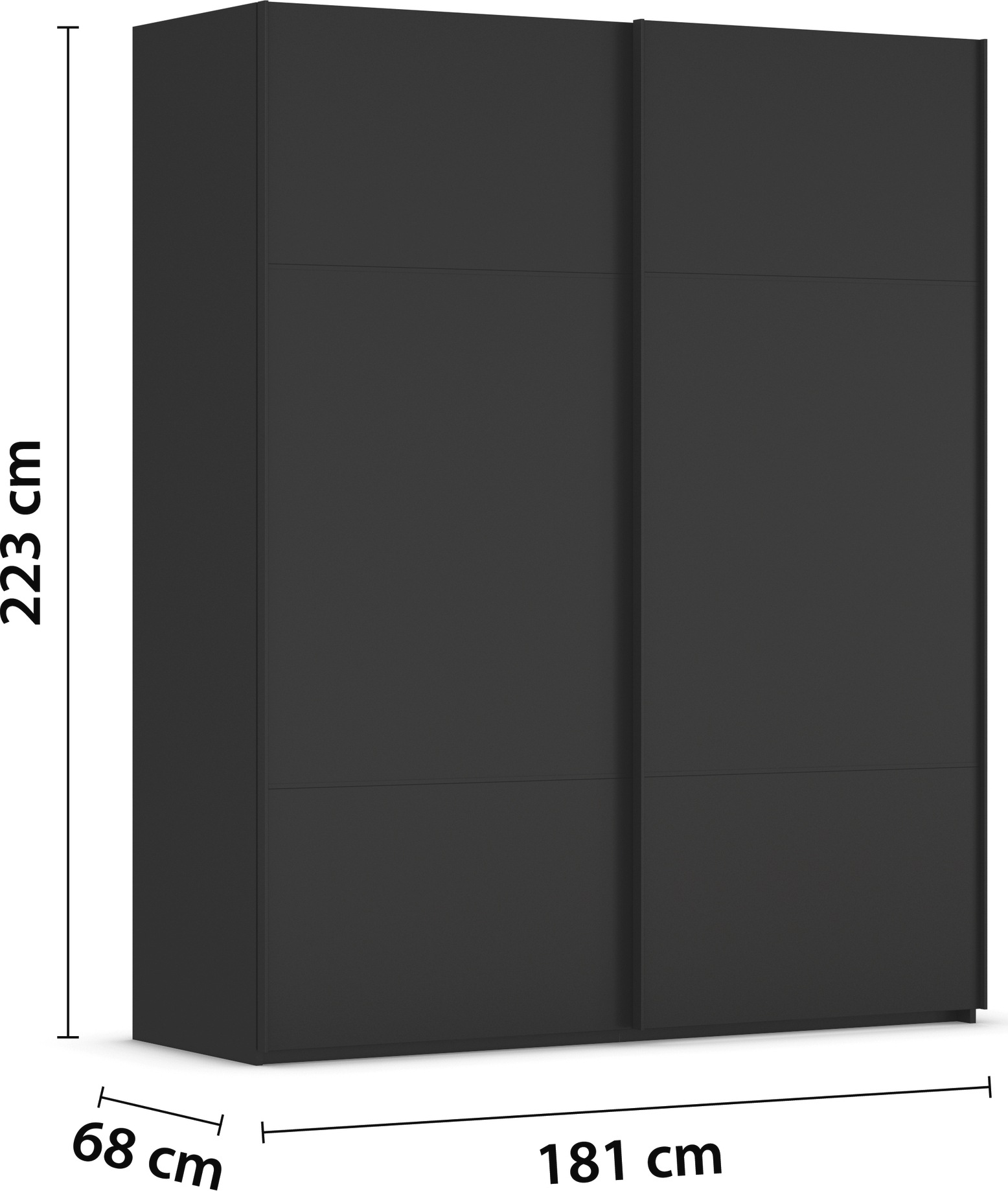 rauch Schwebetürenschrank »Kleiderschrank Schrank Garderobe Schlafzimmerschrank SCALE-TRIO«, edle dreigeteilte Front, 2 Zierleisten in Griff-Farbe MADE IN GERMANY