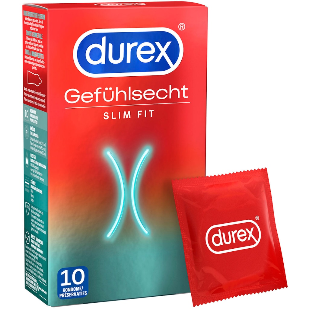 durex Kondome »Gefühlsecht Slim Fit«, (Packung, 10 St.)