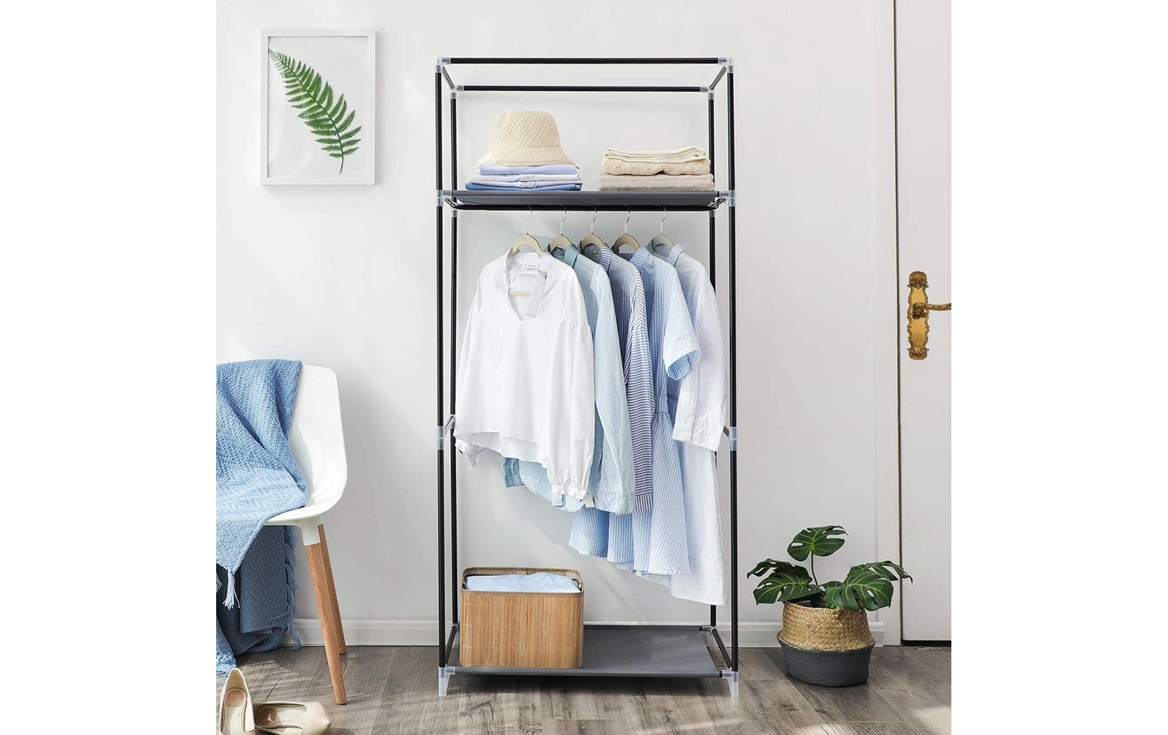 SONGMICS Stoffschrank »mit Reissverschluss Grey« Mobiler Stoffschrank mit Kleiderstange und Ablagen