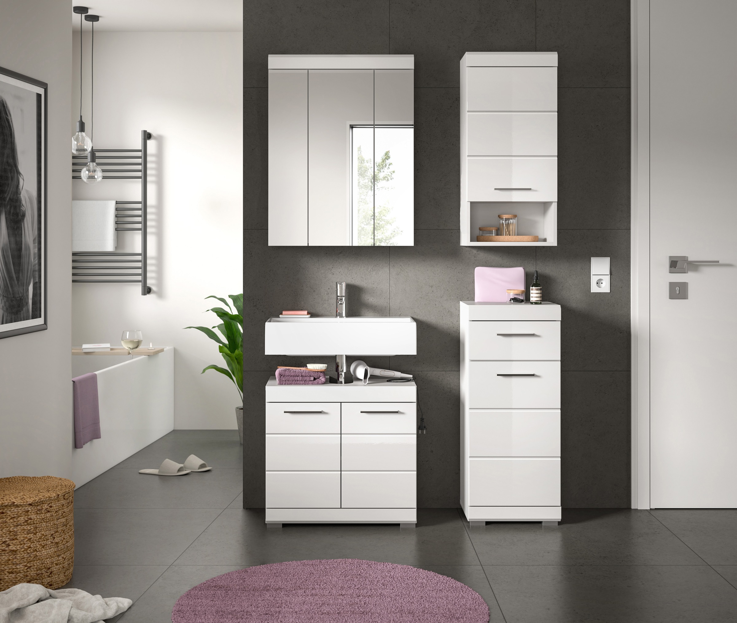 INOSIGN Badmöbel-Set »Siena, 4 teilig, bestehend aus:«, (Set), Waschbeckenu günstig online kaufen