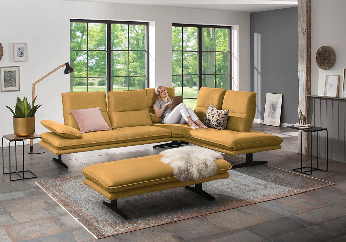 W.SCHILLIG Ecksofa »broadway, Designsofa, toller Sitzkomfort, zeitlos, elegant, L-Form«, Sitztiefenverstellung, Kopfteil- & Seitenteilverstellung, Breite 284cm
