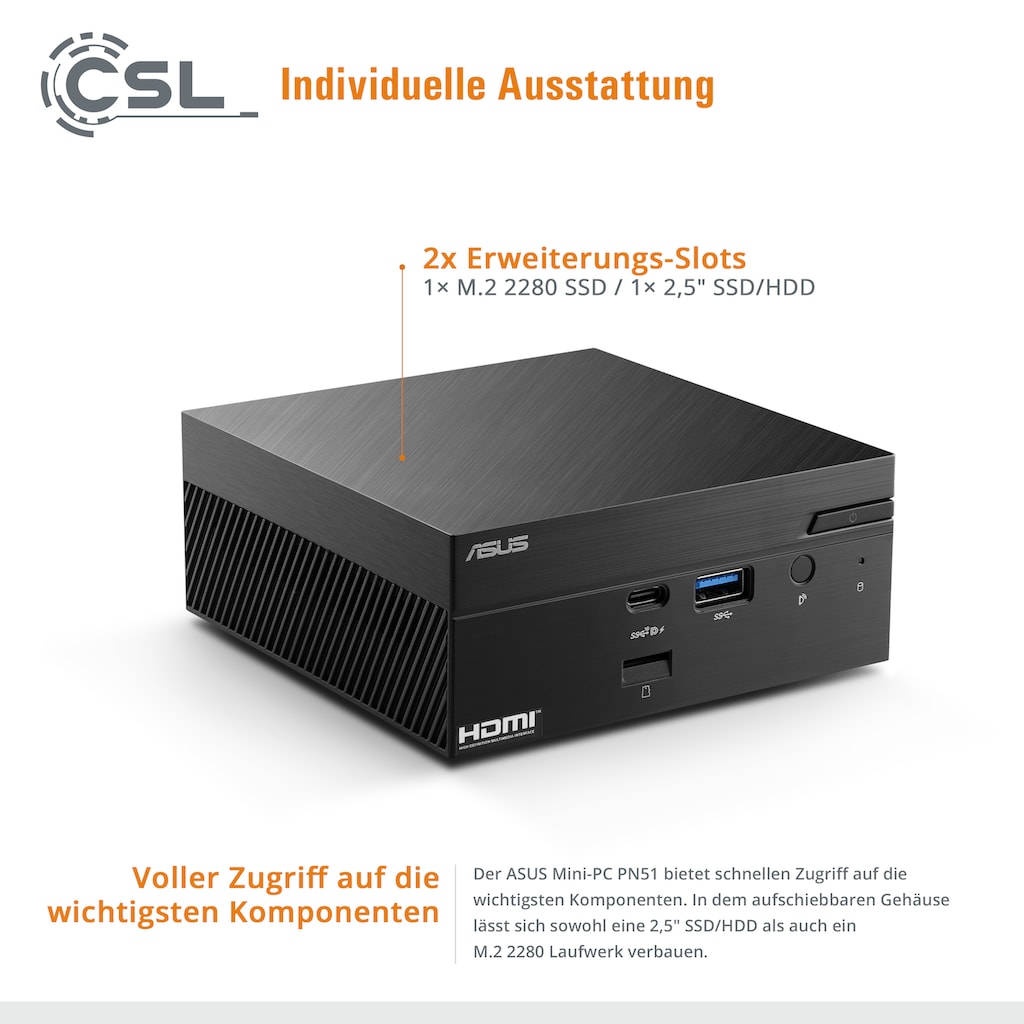 Asus Gaming-PC »PN51 5500U / 16GB / 1000 GB M.2 SSD«