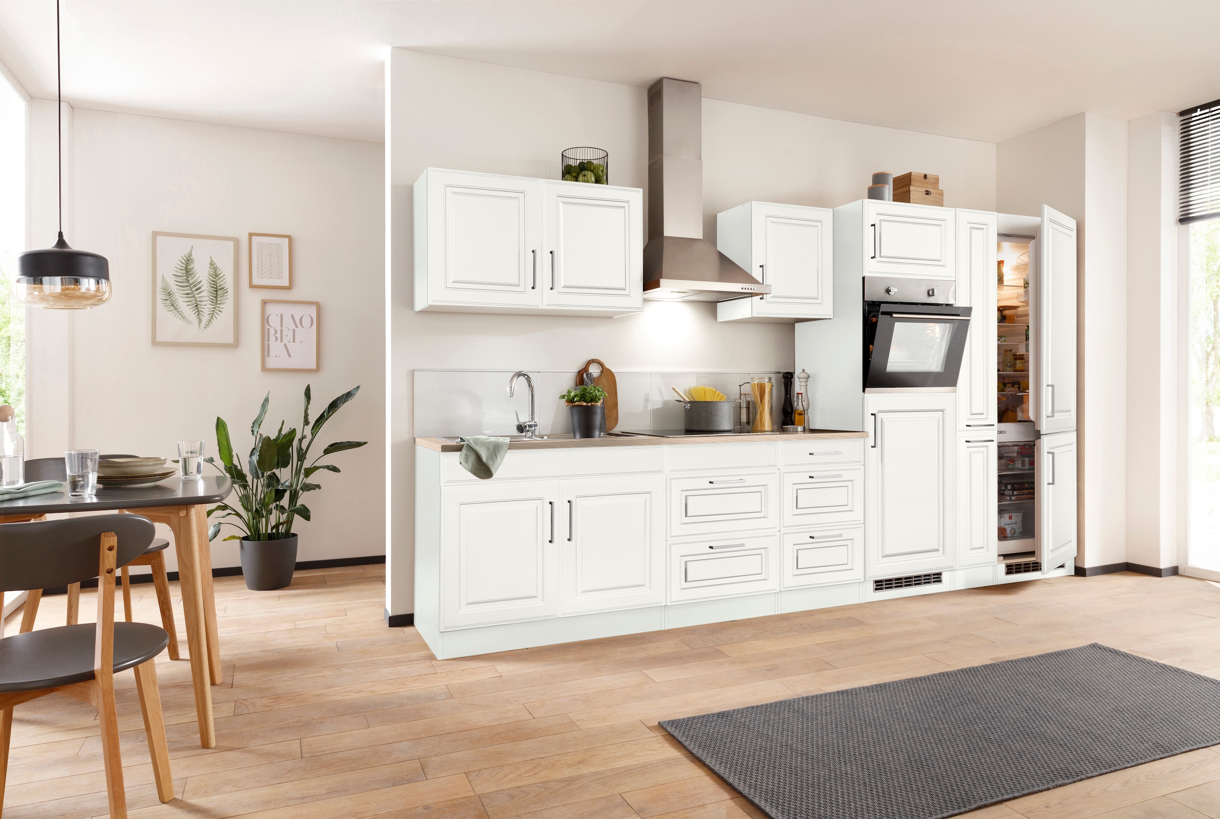 HELD MÖBEL Küchenzeile »Stockholm«, Breite 360 cm, mit hochwertigen MDF Fronten im Landhaus-Stil