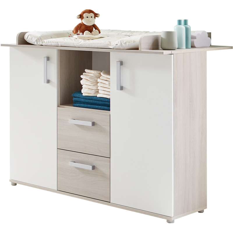 HOME AFFAIRE Wickelkommode »Geert« bis 15 kg Made in Germany 115 cm Ulme Silber-Grau Nb/weiß + Ulme Silber-Grau Nb