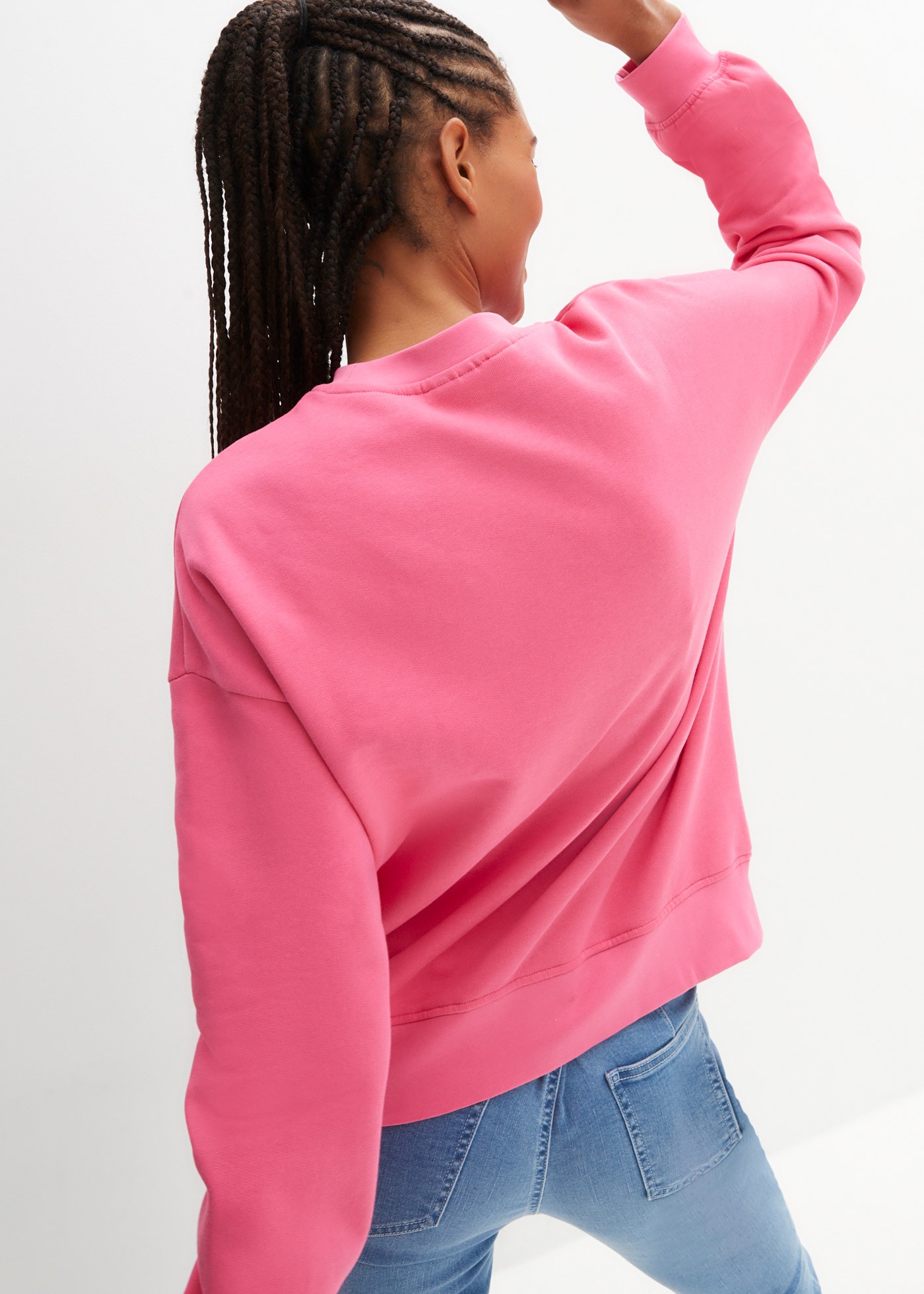 bonprix Sweatshirt , Oversize-Passform, aus reiner Baumwolle, elastische Bündchen

