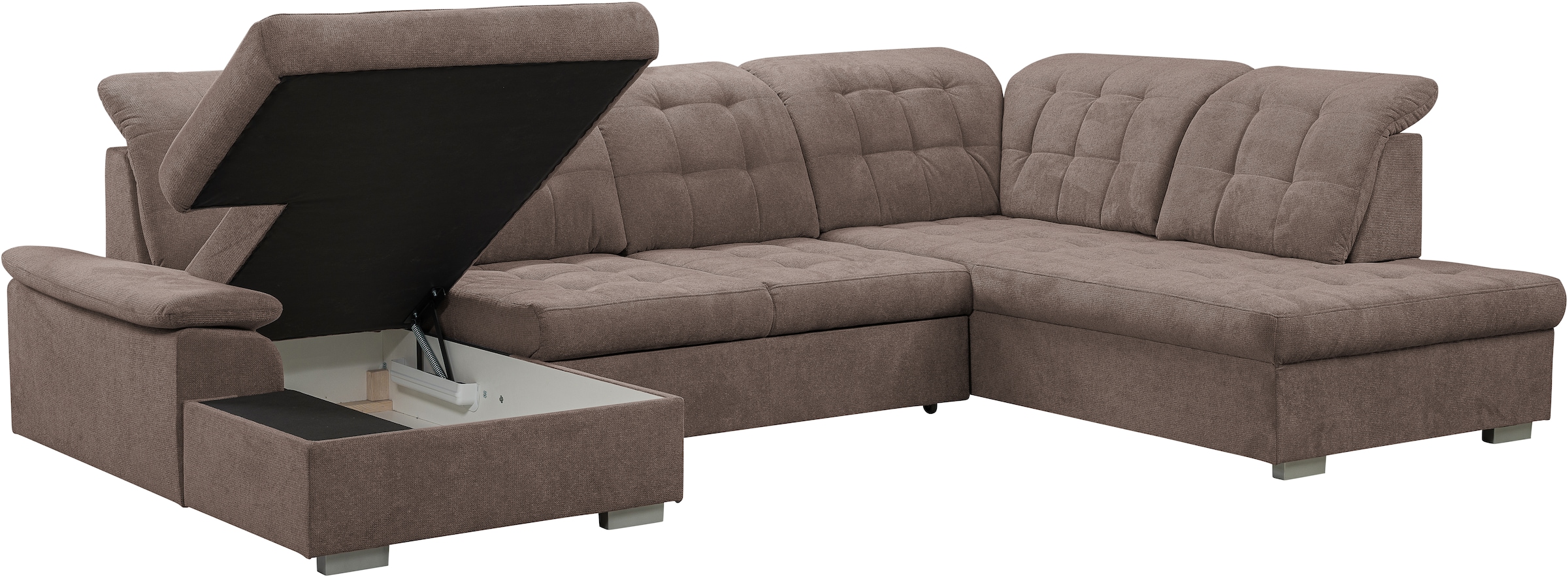 WERK2 Wohnlandschaft »Kordula-New U-Form«, Sofa in U-Form mit Schlaffunktion & Bettkasten, Schlafcouch