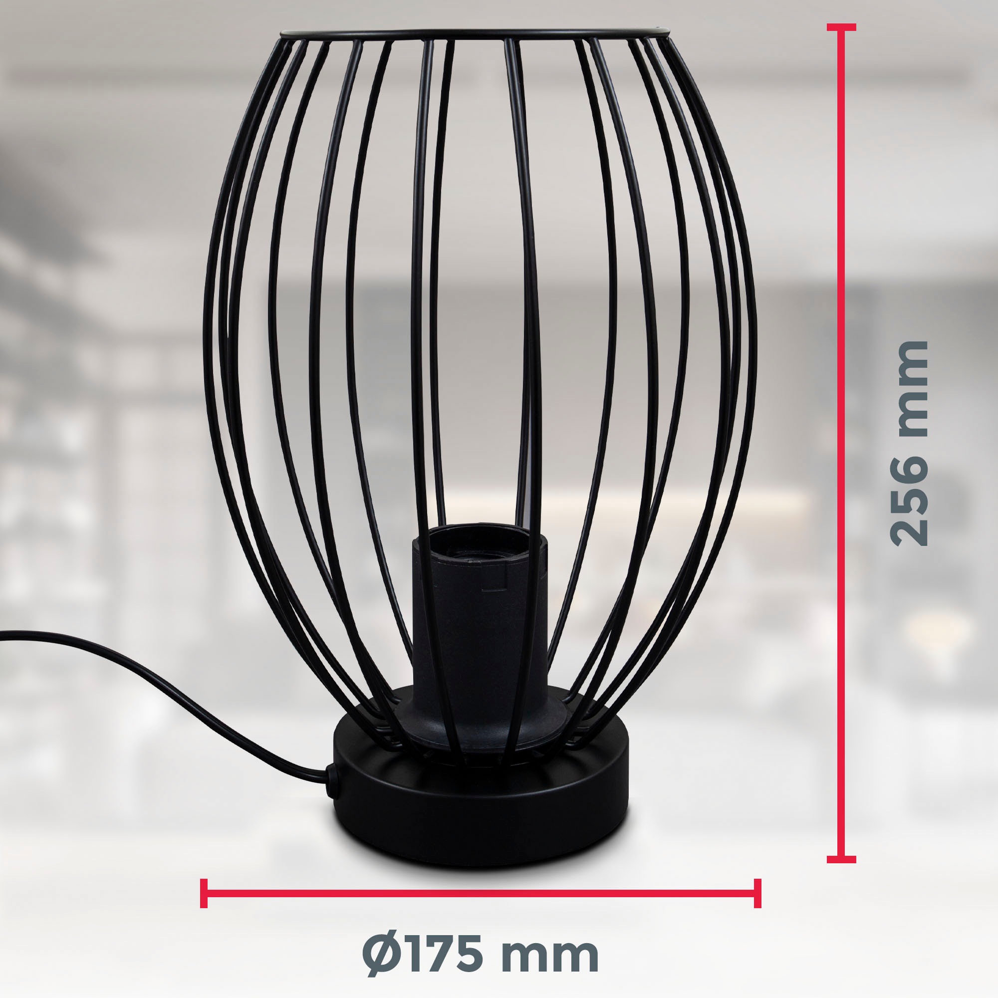 B.K.Licht Tischleuchte »BK_TL1463 Retro-Tischlampe, Metall, Schwarz«, 1 flammig, Leuchtmittel E27 | ohne Leuchtmittel, E27-Fassung, ohne Leuchtmittel, inkl. Kabelschalter, Ø17,5cm