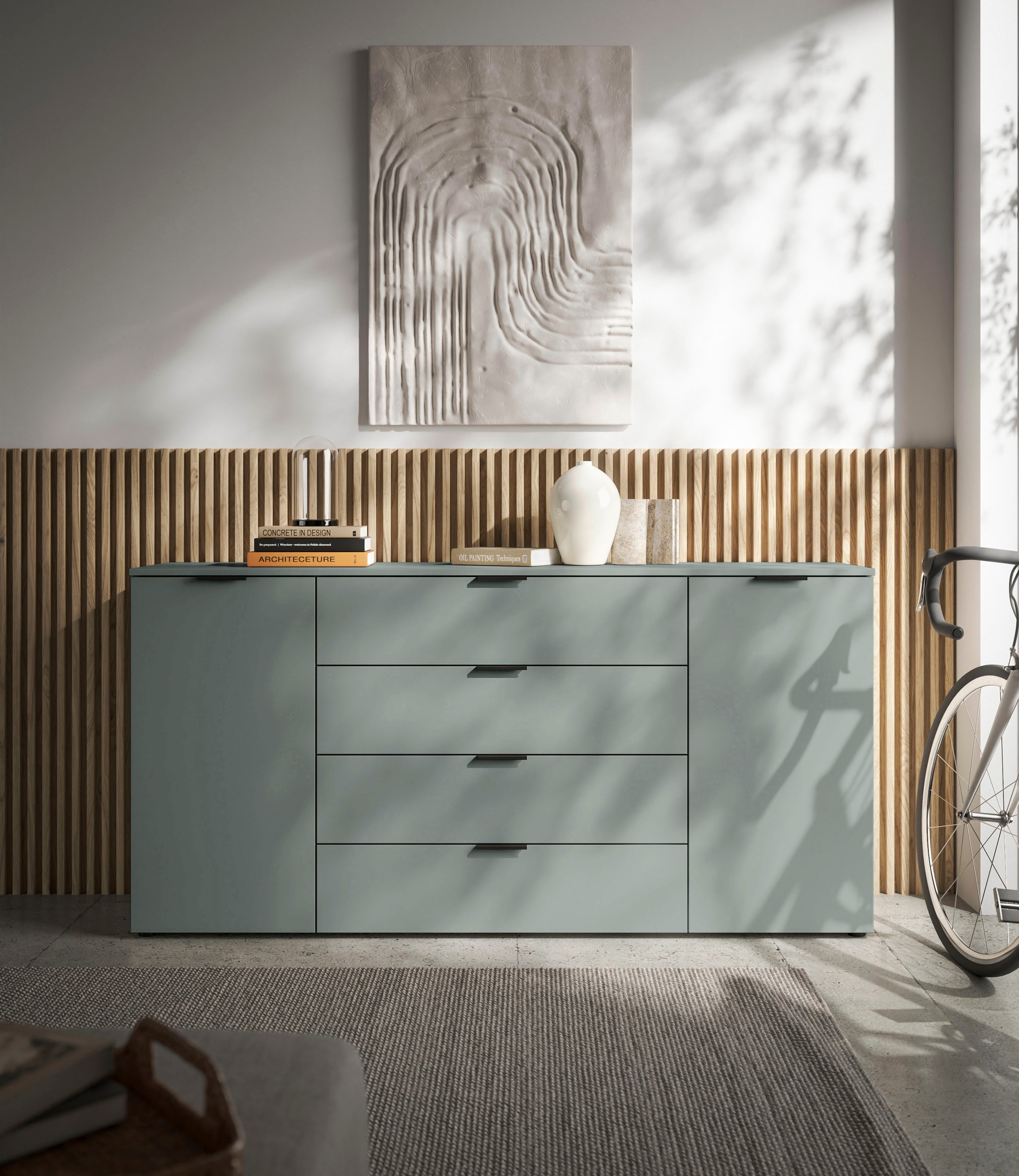 HBZ Sideboard »Linz Kommode, BxHxT 180x90x40cm«, (1 St.), Breite 180cm,Lip-Griff, Melaminbeschichtung