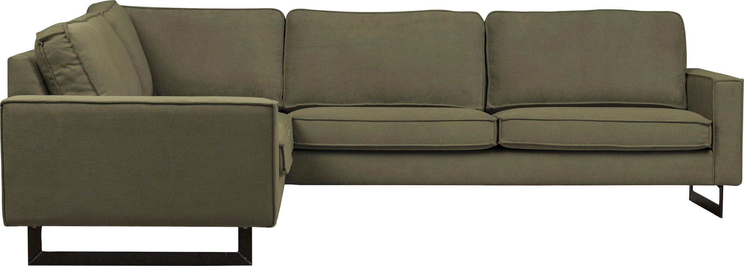 Places of Style Ecksofa »Pinto, 250/290 cm, langer Schenkel, XXL, Ottomane«, Cord, Feincord, Luxus-Microfaser Leder und Chenille