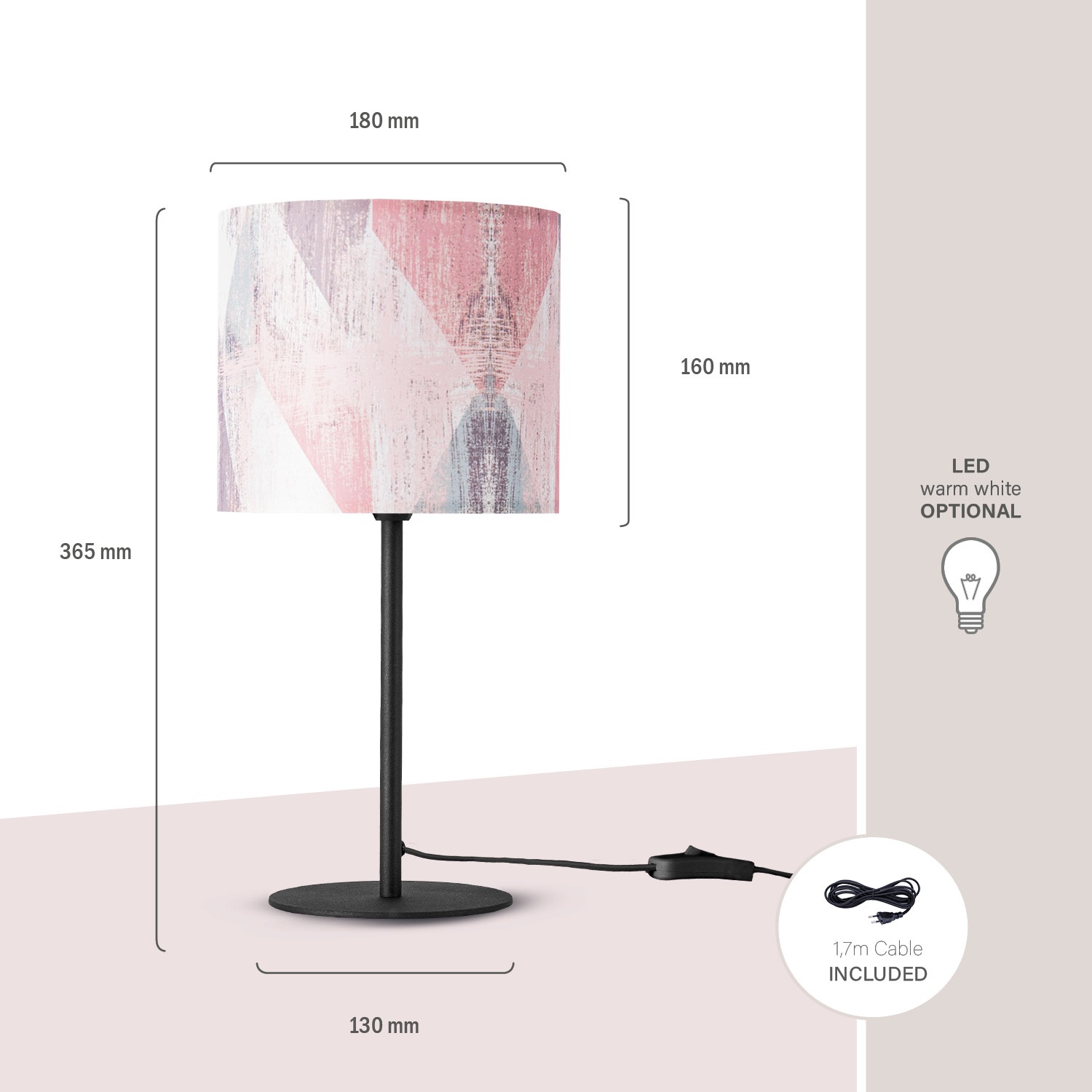 Paco Home Tischleuchte »Mero 102«, 1 flammig, Leuchtmittel E14 | ohne Leuchtmittel, Nacht Schreib âˆ…18cm Pastell Vintage Höhe 36,5 E14