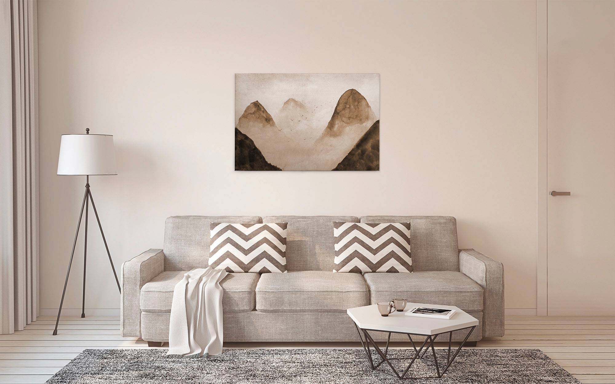 A.S. Création Leinwandbild »Misty Rocks«, Kunst-Berge-Kinder, (1 St.), Nebel Keilrahmen Berg Gebirge Landschaft Leinwand-Bild Wohnzimmer Wand