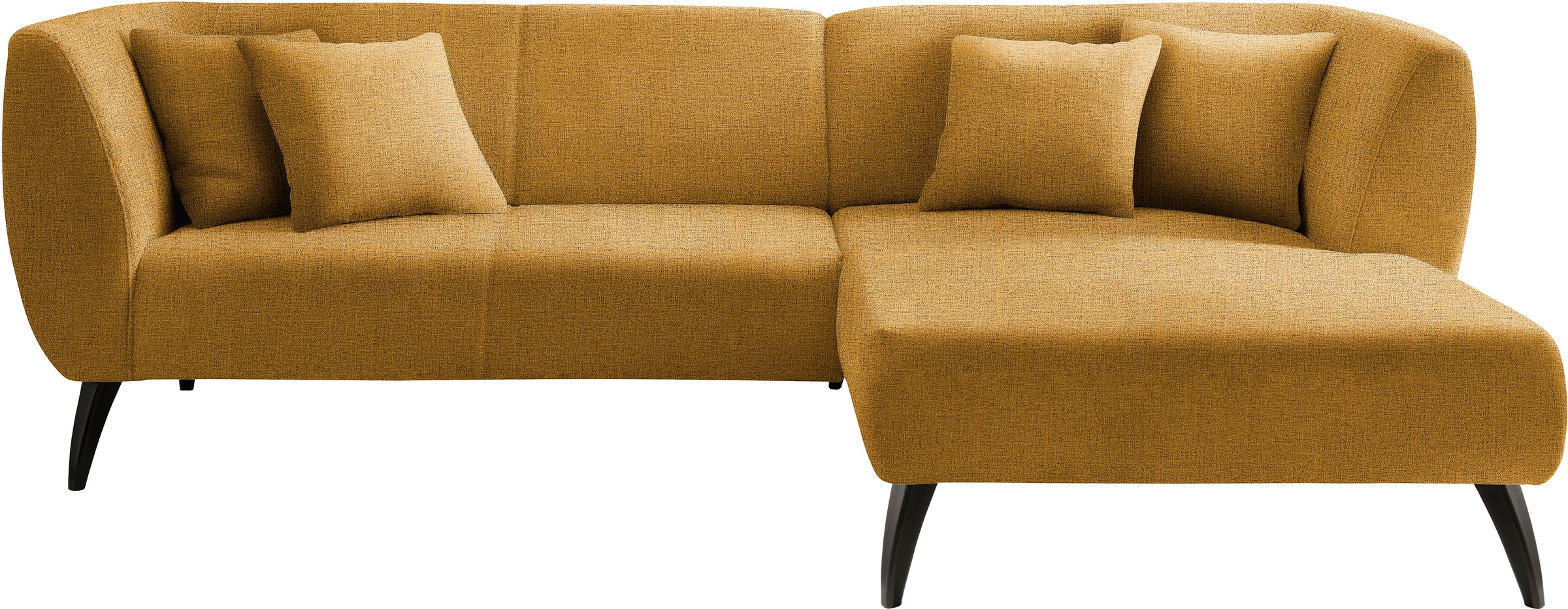 INOSIGN Ecksofa »Colori Polstermöbel mit zeitlos eleganter Rückenführung. L-Form«, Holzfußfarbe wählbar, inkl. 4x Zierkissen