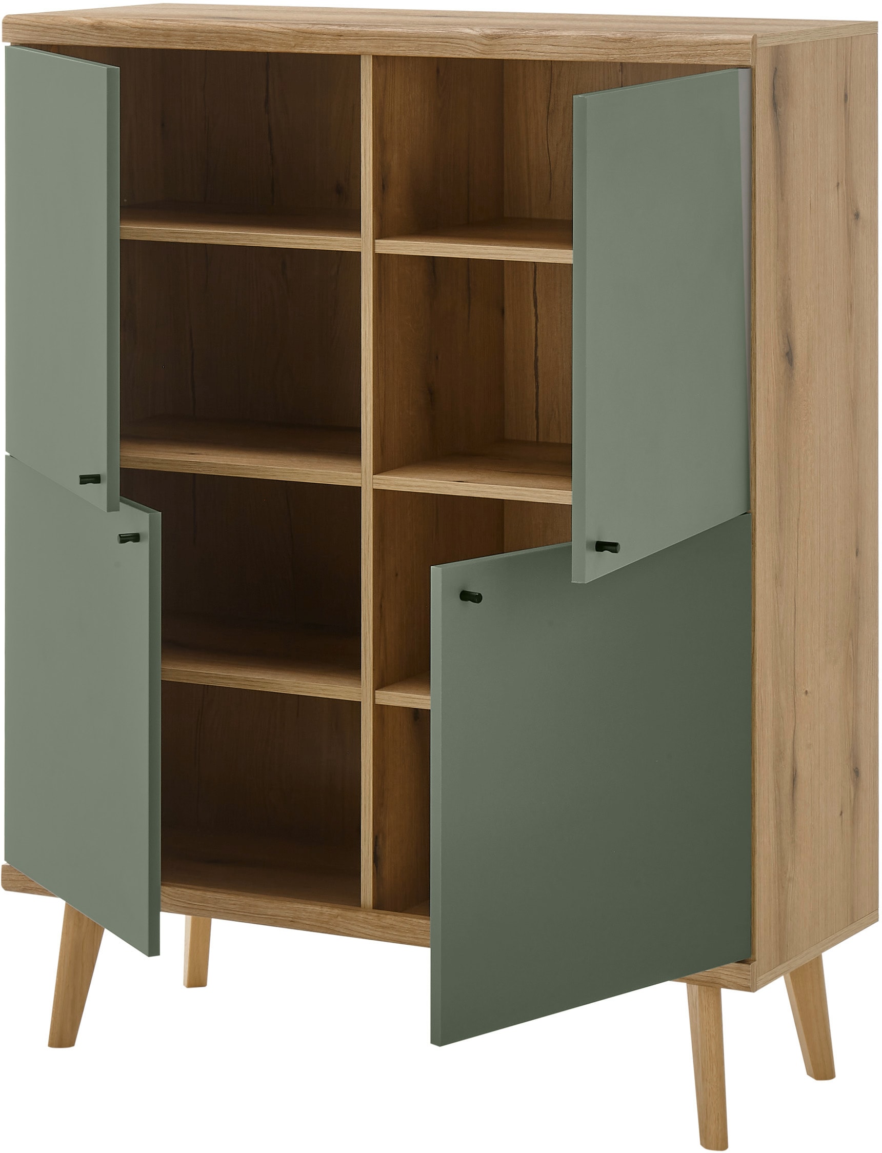 INOSIGN Wohnwand »MAVAS«, (Set, 3 St.), in moderner Trendfarbe, Griffe aus Metall (Schwarz), Breite 337 cm