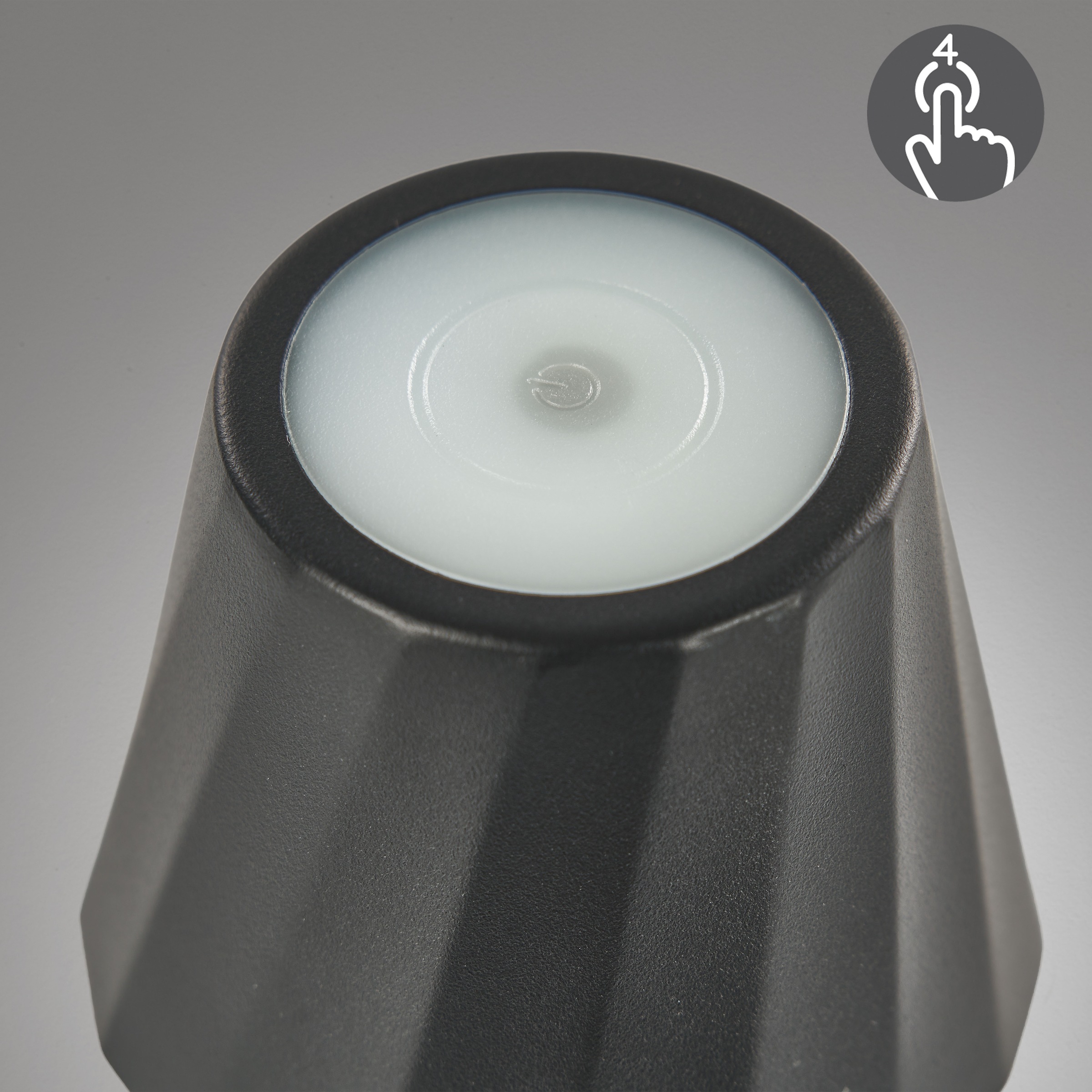 REALITY Leuchten LED Tischleuchte »DIAZ, Outdoor Akku Tischlampe Höhe 21 cm Ø 8,5 cm, IP44, Touchdimmer« LED-Board 1 Stk. Farbwechsler | warmweiß - kaltweiß CCT Lichtfarbe einstellbar 2700-6500K, 160 Lumen, 1,6W, USB Anschluss