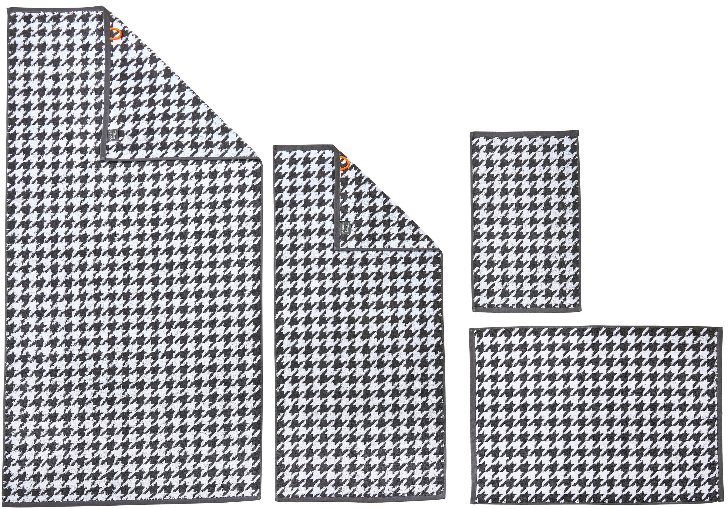 done.® Handtuch Set »DAILY SHAPES, 4-teilig,  Gästehandtuch,«, 4 tlg., Jacquard-Walkfrottier, 1 Handtuch 50x100, 1 Duschtuch 70x140, 1 Badvorleger 50x70