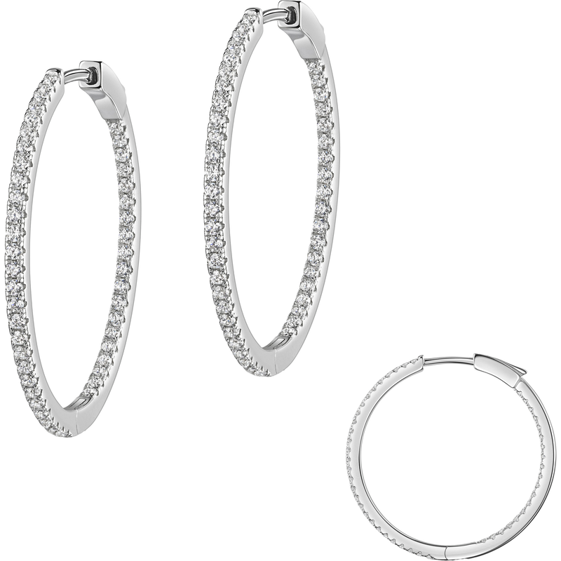 FIRETTI Paar Creolen »Schmuck Geschenk Silber 925 Ohrschmuck Ohrringe« Made in Germany - mit Zirkonia (synth.) silberfarben-kristallweiß +...