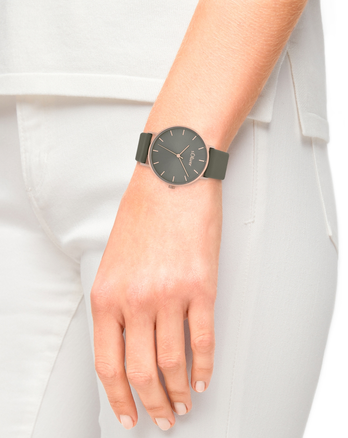 s.Oliver Quarzuhr, Armbanduhr, Damenuhr, analog, Lederarmband