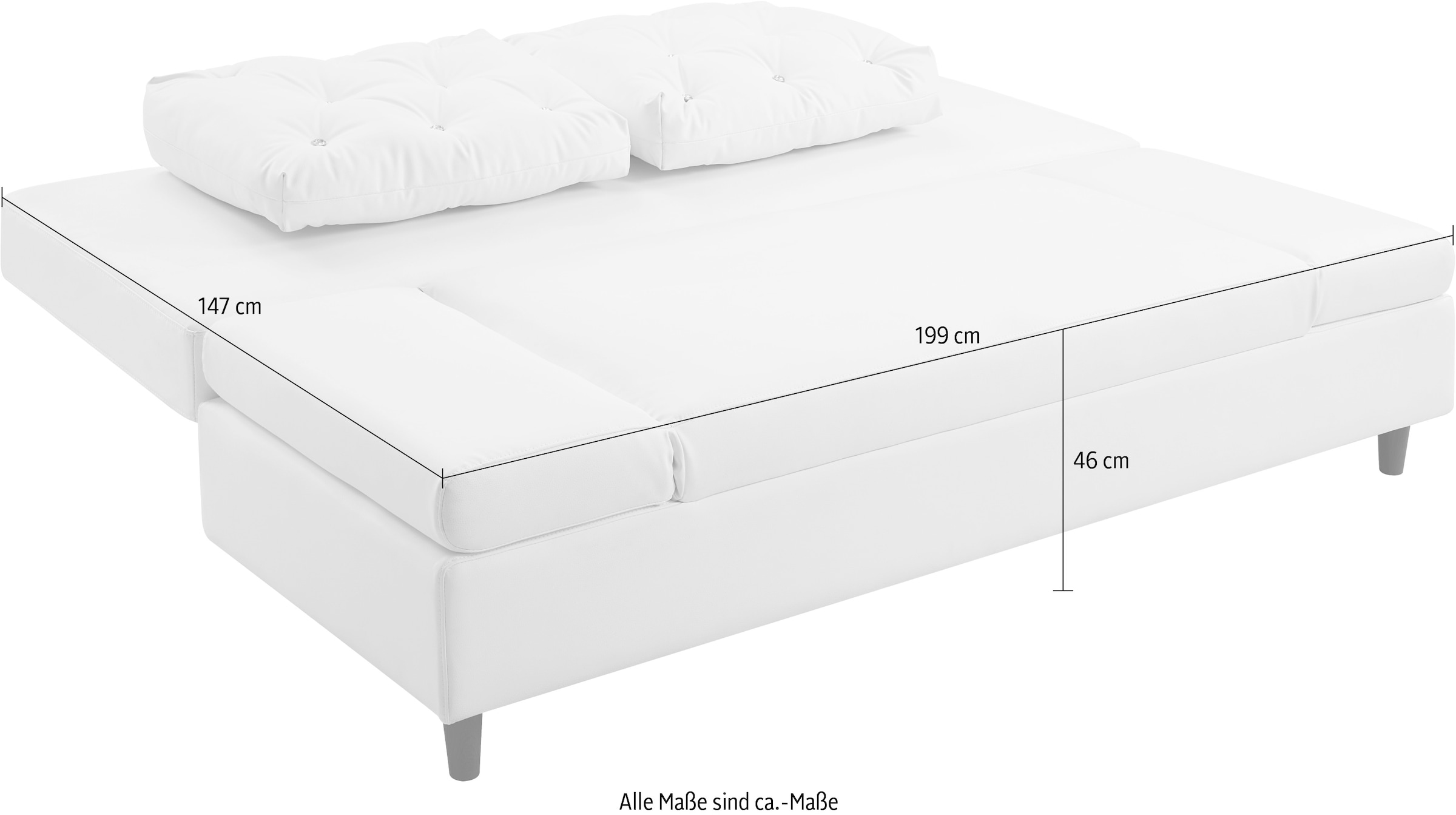 ATLANTIC home collection Schlafsofa »Coco«, mit Bettkasten, Kunstleder und Kissen mit Strasssteinen