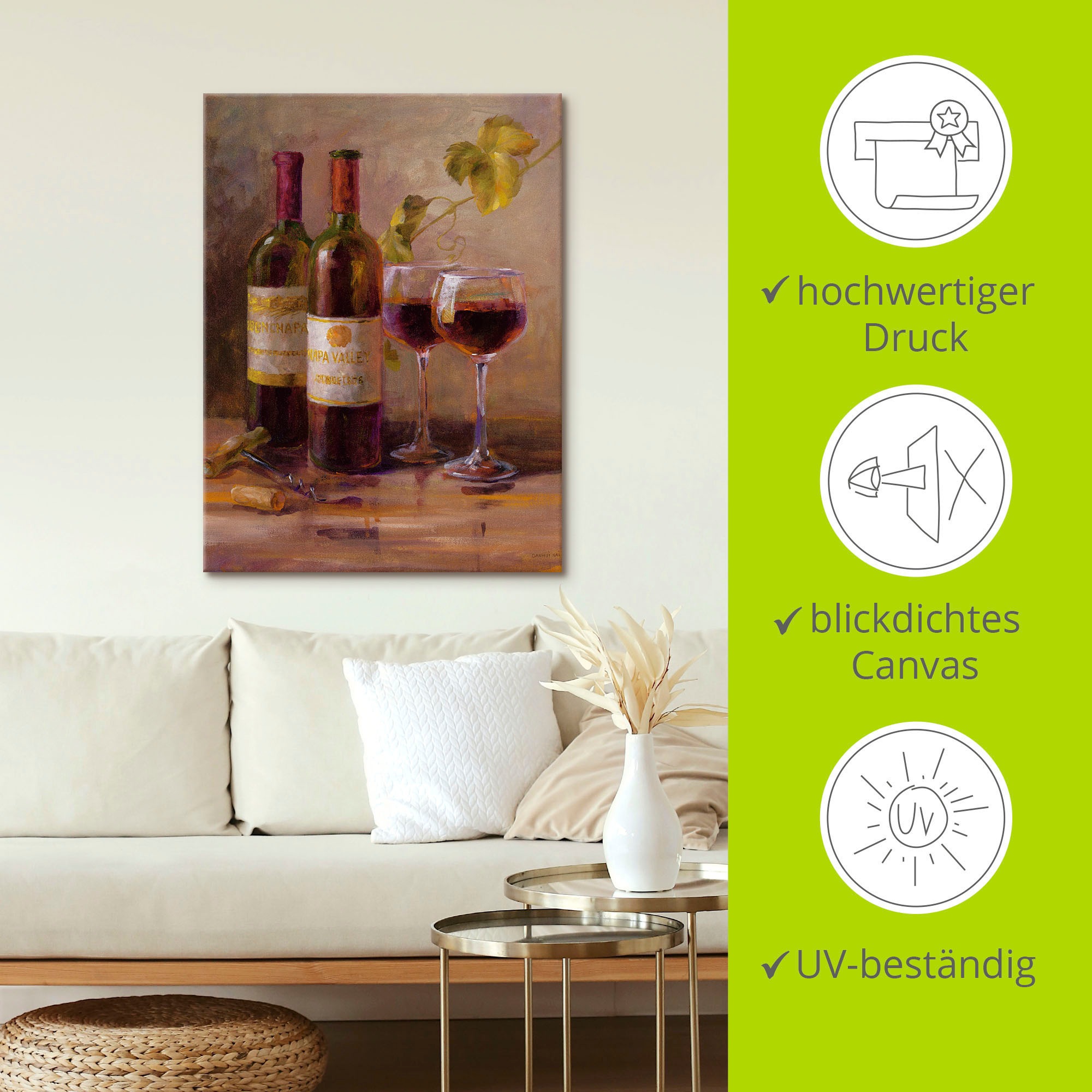 Artland Wandbild »Offener Wein I«, Getränke, (1 St.), als Leinwandbild, Poster, Wandaufkleber in verschied. Größen