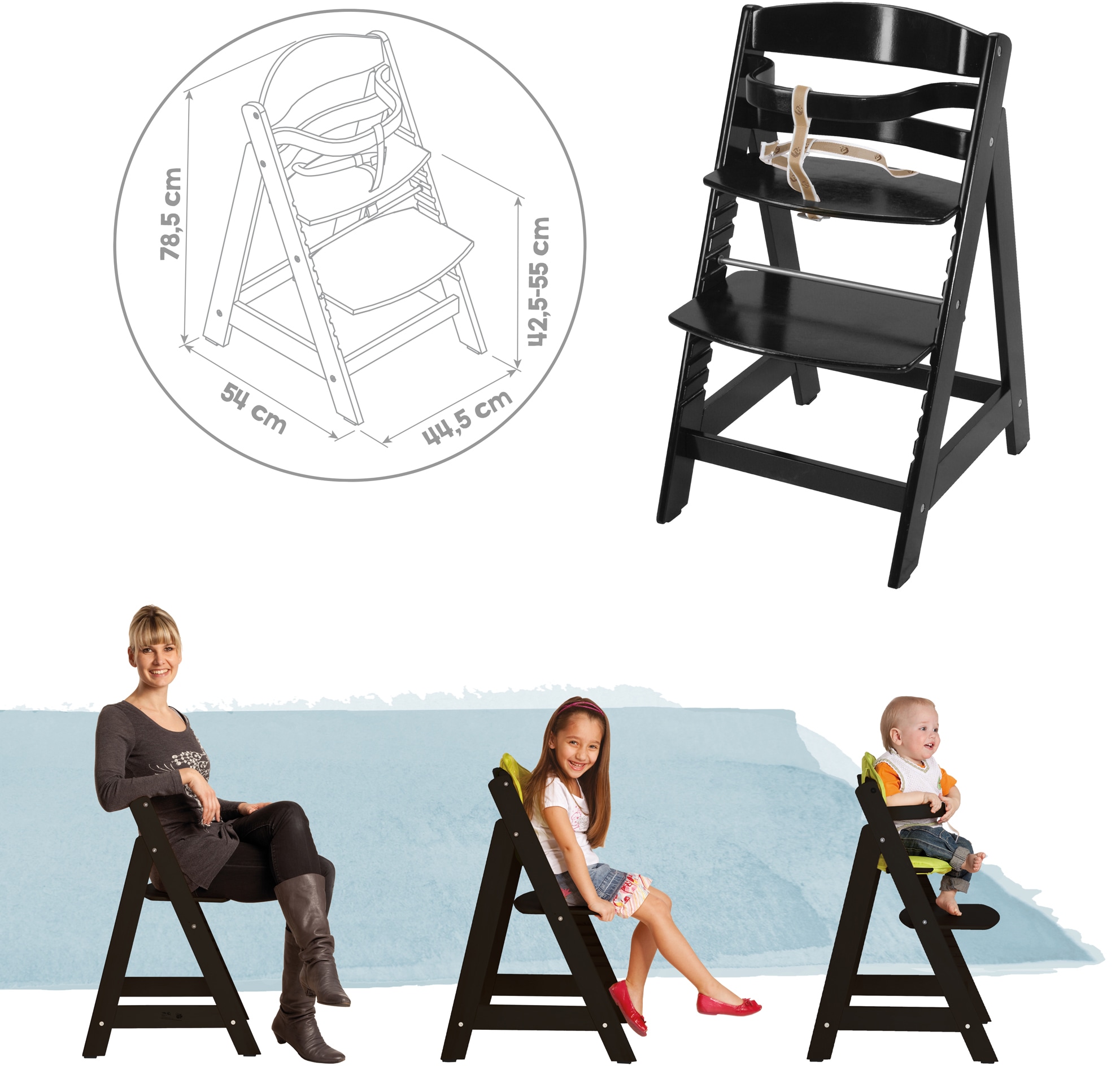 roba® Hochstuhl »Treppenhochstuhl Sit up III, schwarz«, aus Holz günstig online kaufen