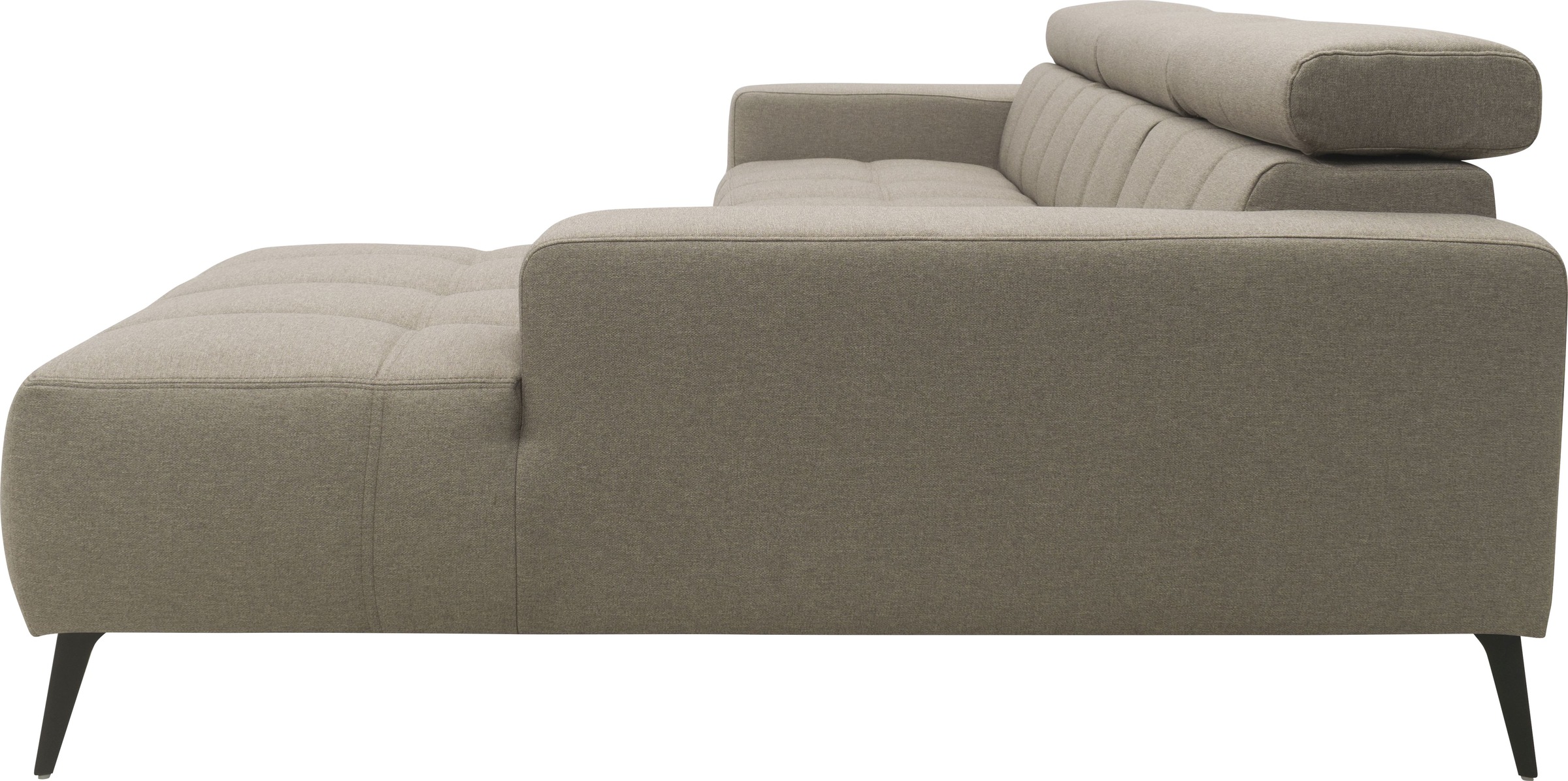 DOMO collection Ecksofa »Trento L-Form, mit Kufenfuß oder Einzelfuß«, wahlweise mit Kopfteilverstellung, Recamiere links/rechts bestellbar
