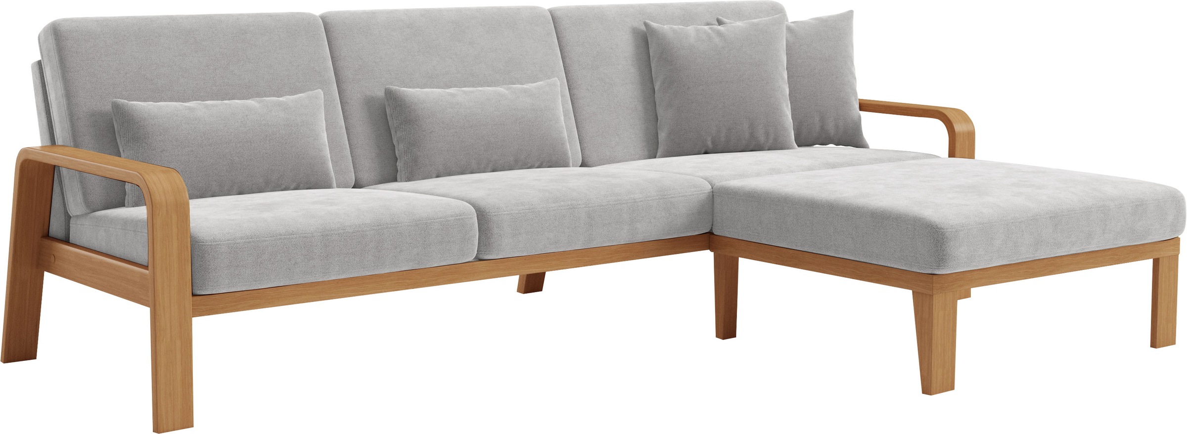 sit&more Ecksofa »Kolding L-Form«, Armlehnen aus eichefarbigem Buchenholz, verschiedene Bezüge und Farben
