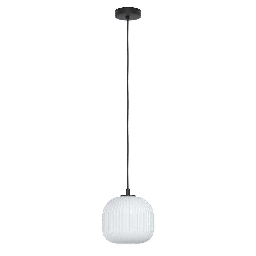 EGLO Hängeleuchte »MANTUNALLE«, 1 flammig, Leuchtmittel E27 | ohne Leuchtmittel, Pendelleuchte, Metall in schwarz und Glas in weiß, E27 Fassung, Ø 20cm
