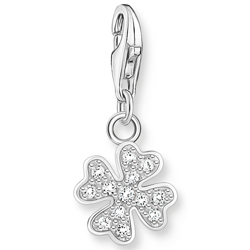 THOMAS SABO Charm-Einhänger »Kleeblatt« mit Zirkonia (synth.) silberfarben-weiß + weiß Klassischer Charm-Anhänger mit Kleeblattmotiv