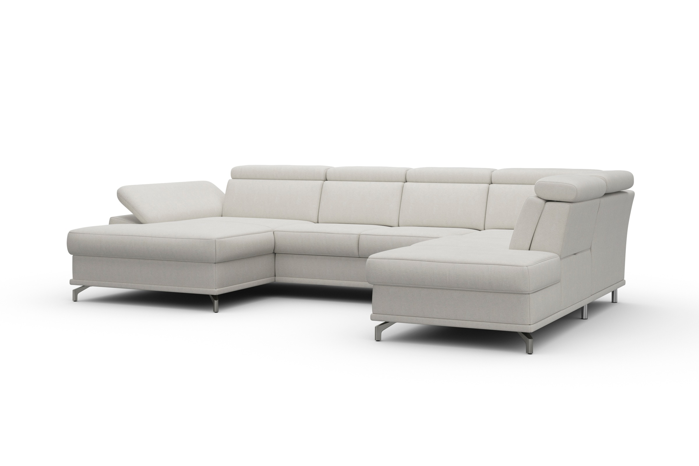 sit&more Wohnlandschaft »Cabrio U-Form, mit Sitztiefenverstellung, Arm- und Kopfteilverstellung«, 3 Nierenkissen, Federkern, optional Bettfunktion und Stauraum