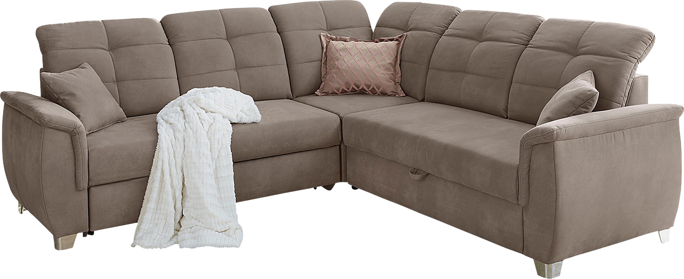 Jockenhöfer Gruppe Ecksofa Udine, verstellbare Kopfteile, Gästebett- und Relaxfunktion