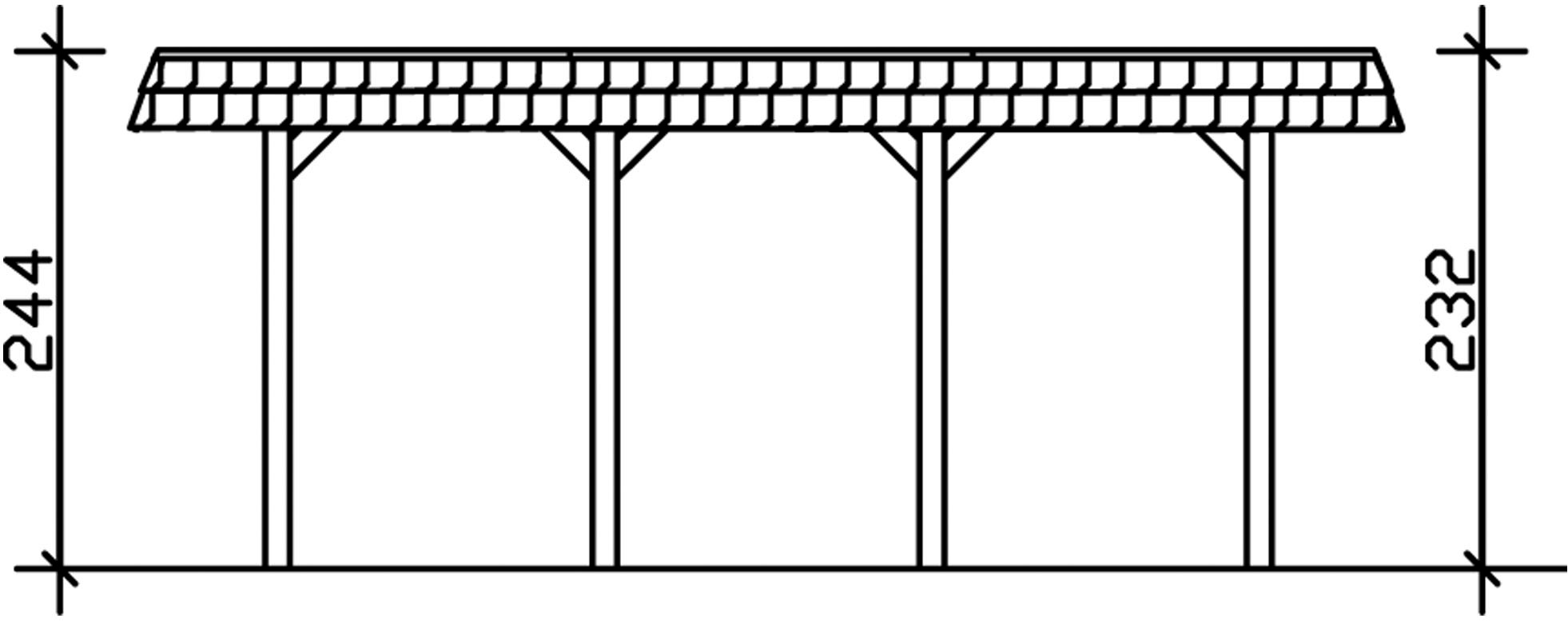 Skanholz Einzelcarport »Spreewald«, Nadelholz, 342 cm, Grün, mit Aluminiumdach, rote Blende